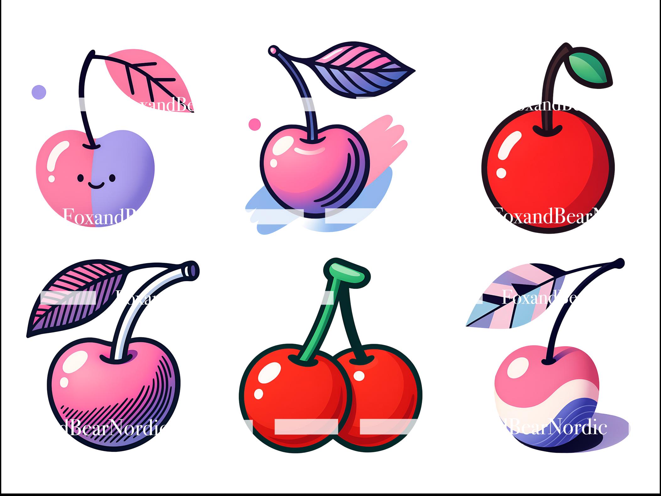Cute Cherry Clipart Pastel Cherry PNG Cute Fruit PNG Cherry Art for Planners Cherry Icon Summer Clipart Kawaii Clipart Love Commercial Use image 4