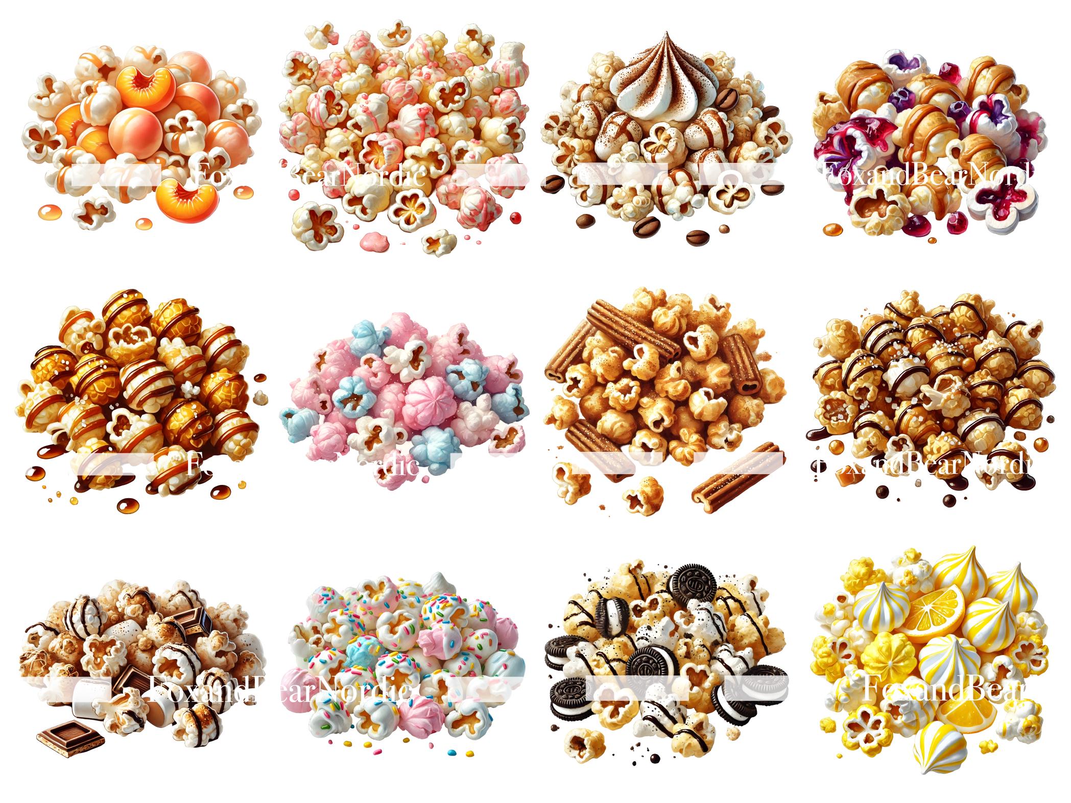 Candy Popcorn Clipart Caramel Chocolate Cotton Candy Smores Churro Birthday PNG Carnival Clipart Watercolor Clipart Clip Art Commercial Use image 5