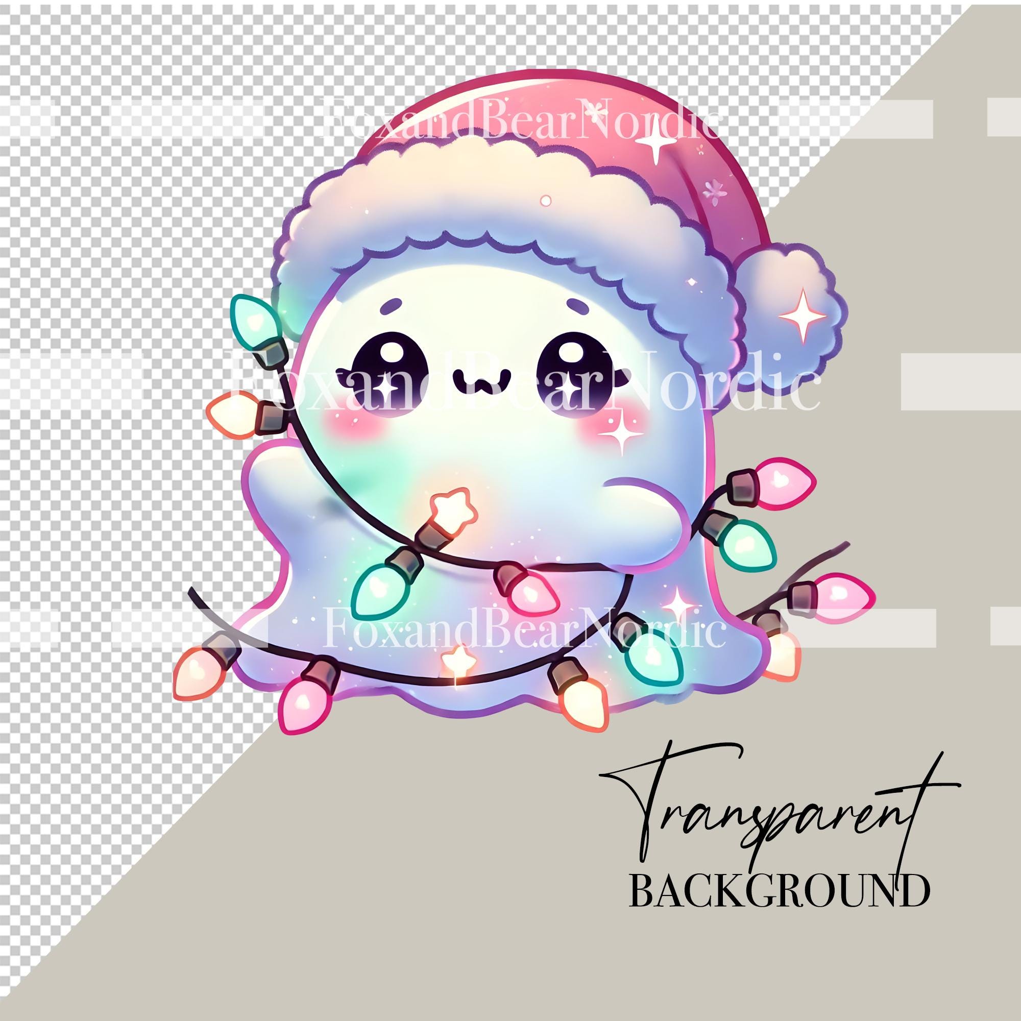 Kawaii Gothmas Clipart PNG Bundle Cute Dark Christmas Clip Art Pastel Skulls Bats Ornaments Pastel Goth Spooky Holiday Sublimation PNG image 3