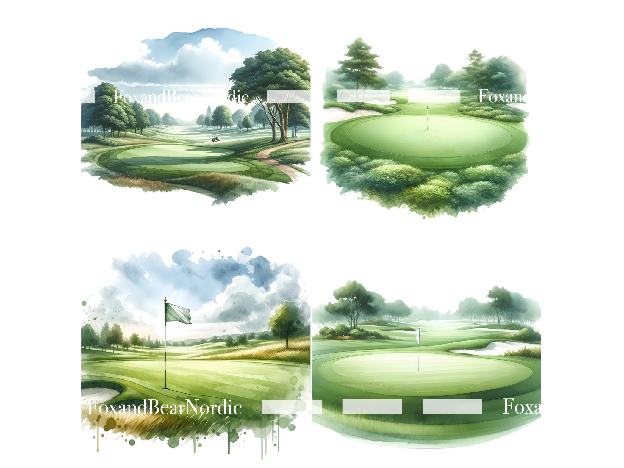 Watercolor Golf Clipart Golf Club PNG Golfer Graphics Golf Ball Clipart Golfer PNG Golf Cart Clipart PNG Commercial Use Instant Download image 7