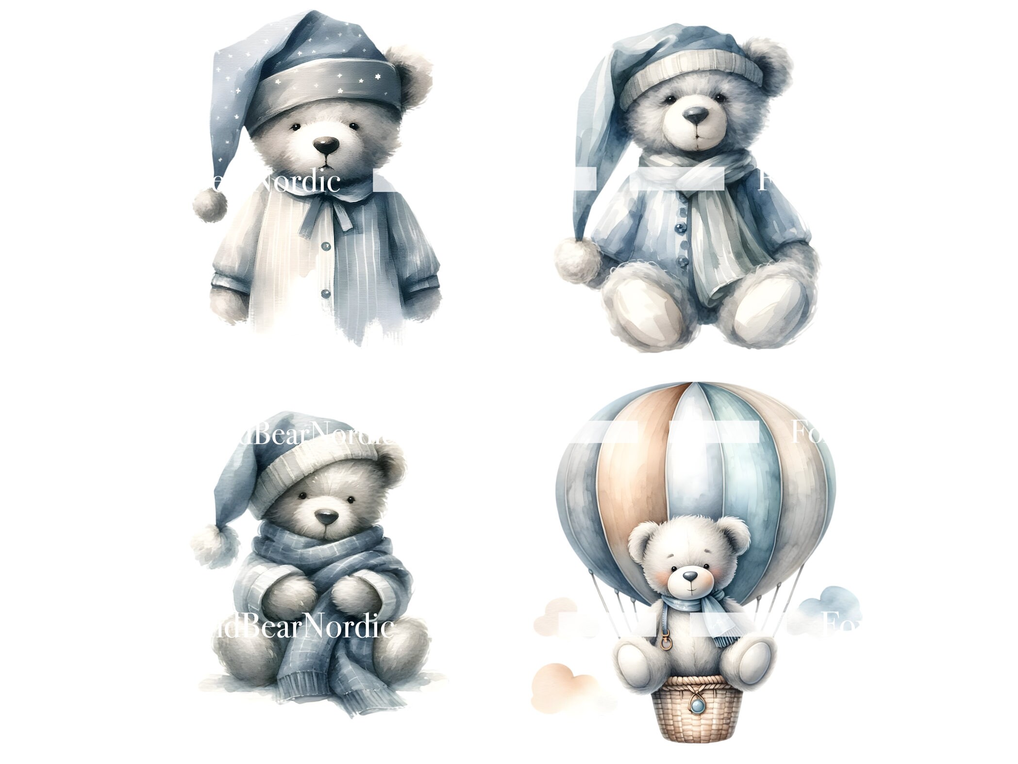 Watercolor Teddy Bear Clipart Cute Teddy Bear Clip Art Teddy Bear PNG Watercolor Clipart Watercolor Clip Art Commercial Use Instant Download image 6