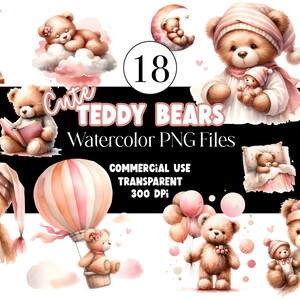 Watercolor Teddy Bear Clipart Cute Teddy Bear Clip Art Teddy Bear PNG Watercolor Clipart Watercolor Clip Art Commercial Use Instant Download
