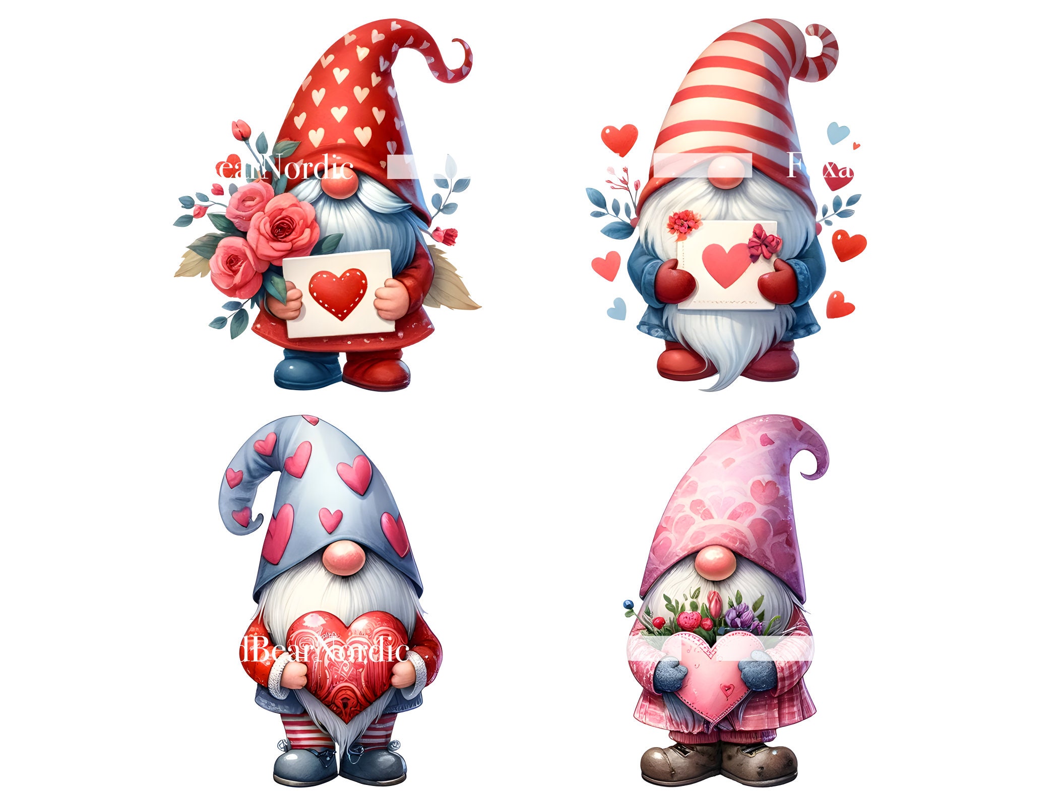 Valentine Gnome Clipart PNG Gnome Valentine PNG Valentines Watercolor Clipart Commercial Use Watercolor Clip Art Digital Stickers Download image 8
