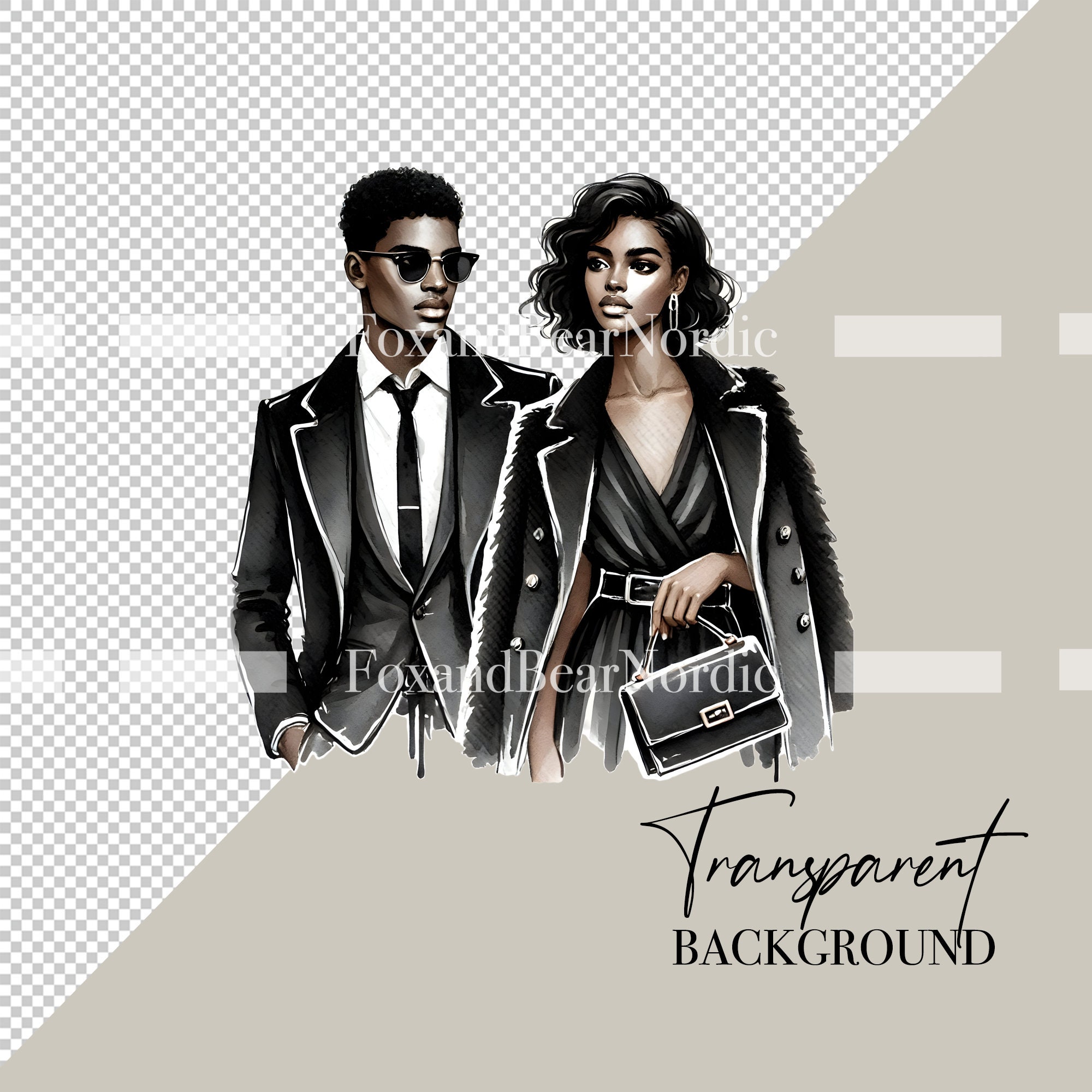 Black Couple Clipart Valentine Clipart Valentine Couple PNG Couple Clipart PNG Watercolor Clipart Black Woman Clipart Girl Commercial Use image 3