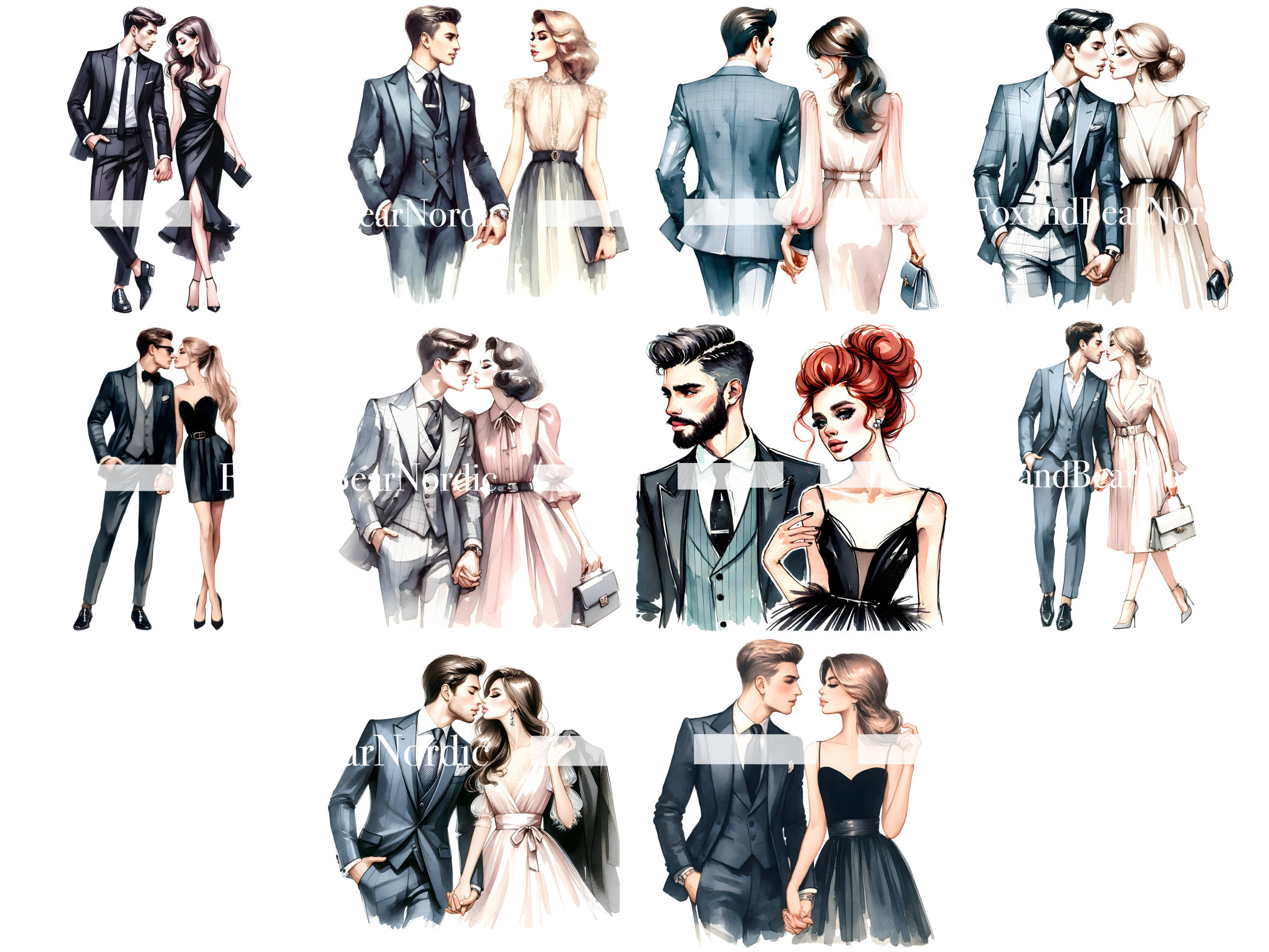 Watercolor Couple Clipart Valentine Clipart Valentine Couple PNG Couple Clipart PNG Watercolor Clipart Watercolor Clip Art Commercial Use image 5