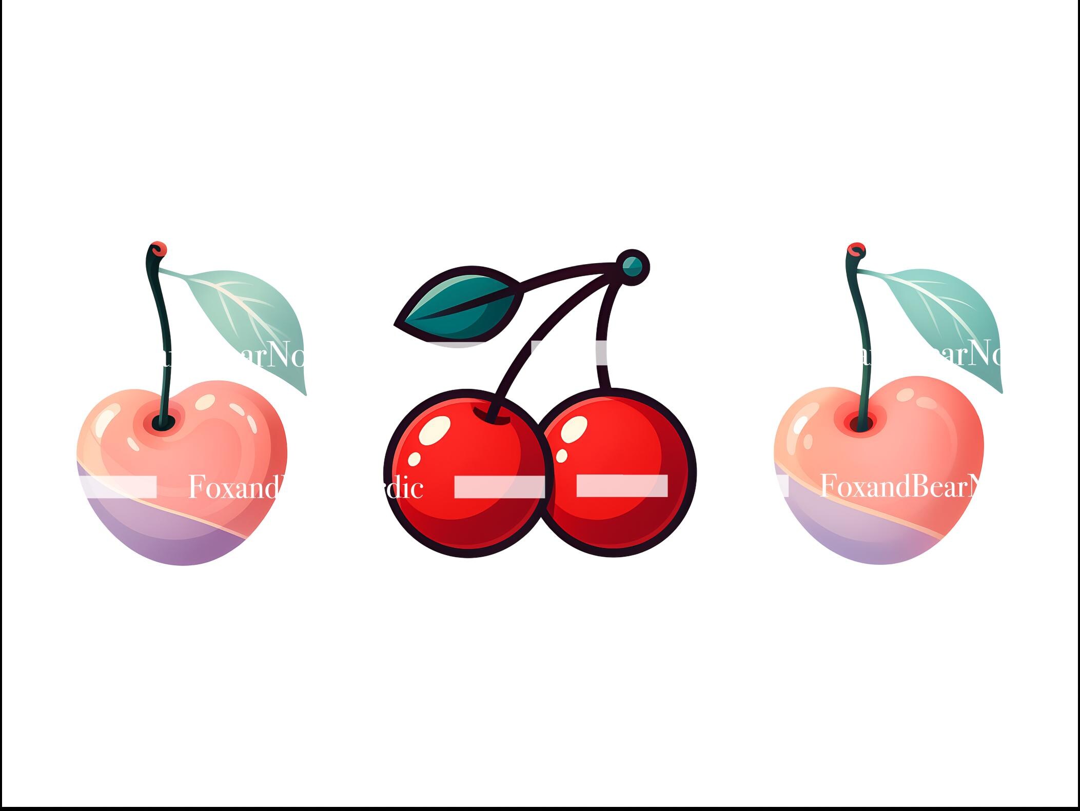Cute Cherry Clipart Pastel Cherry PNG Cute Fruit PNG Cherry Art for Planners Cherry Icon Summer Clipart Kawaii Clipart Love Commercial Use image 7