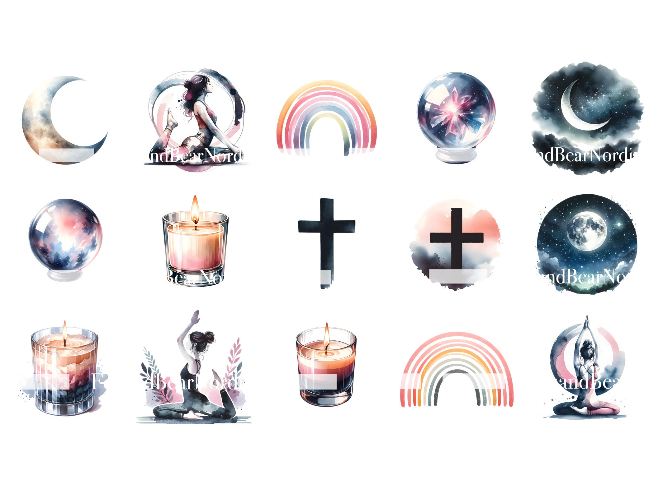 Manifestation Journal Digital Stickers Money Manifestation Planner Clipart Bundle PNG Watercolor Clipart Watercolor Clip Art Commercial Use image 8