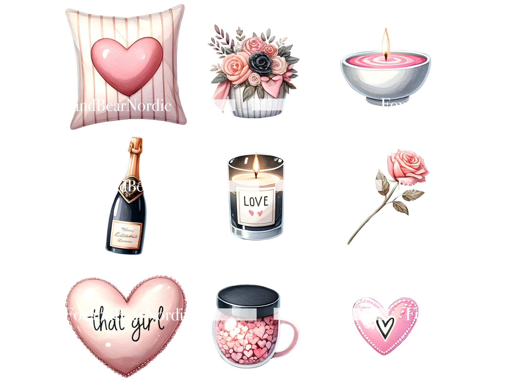 Valentines PNG Valentines Day PNG Valentine Clipart That Girl Planner Watercolor Clipart Commercial Use Watercolor Clip Art Digital Stickers image 7