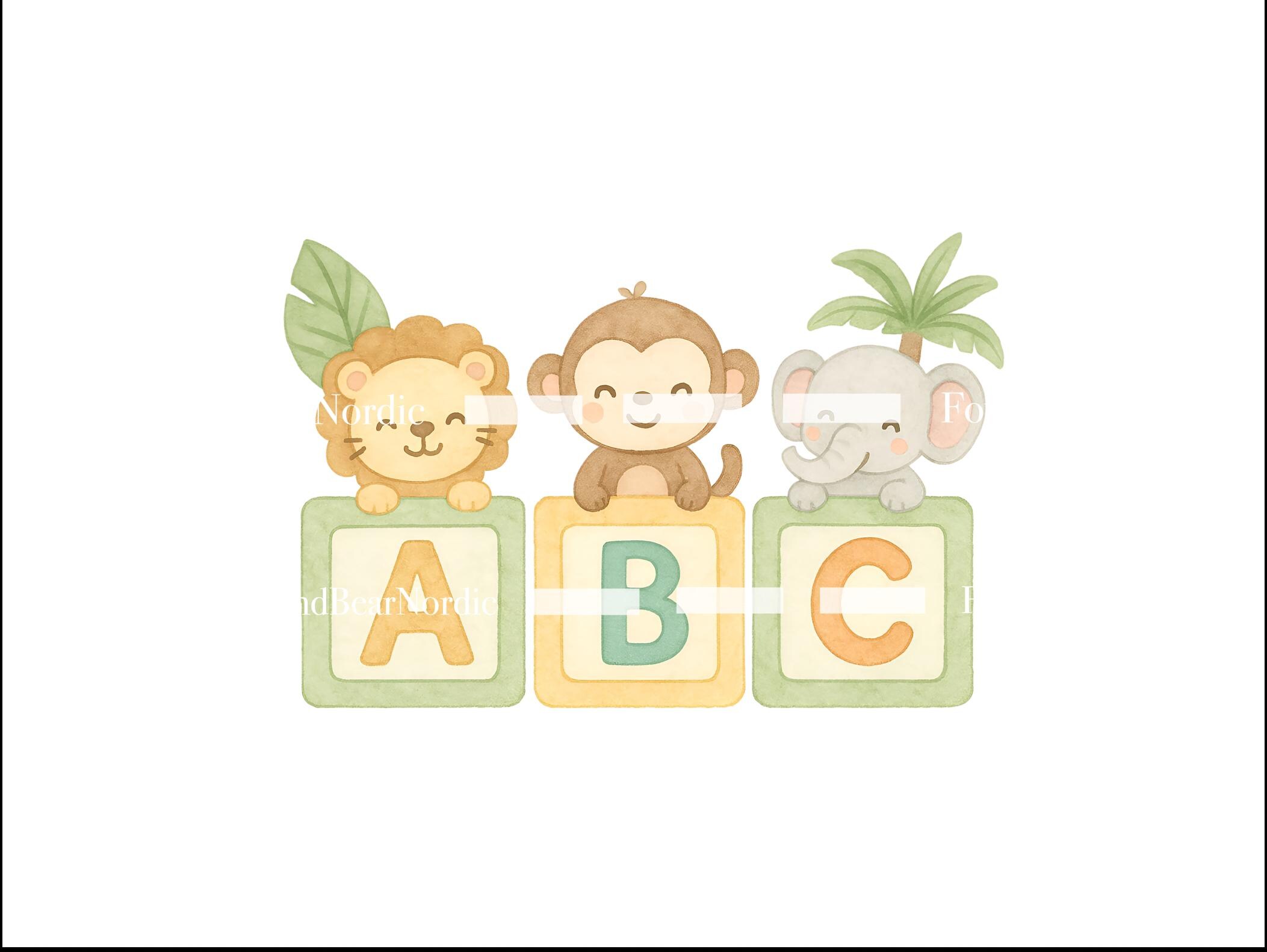 Kawaii Jungle Animals Clipart | 25 PNG Cute Safari Animals | Baby Shower, Nursery Decor, Kids Printables Birthday Zoo Animal PNG image 6
