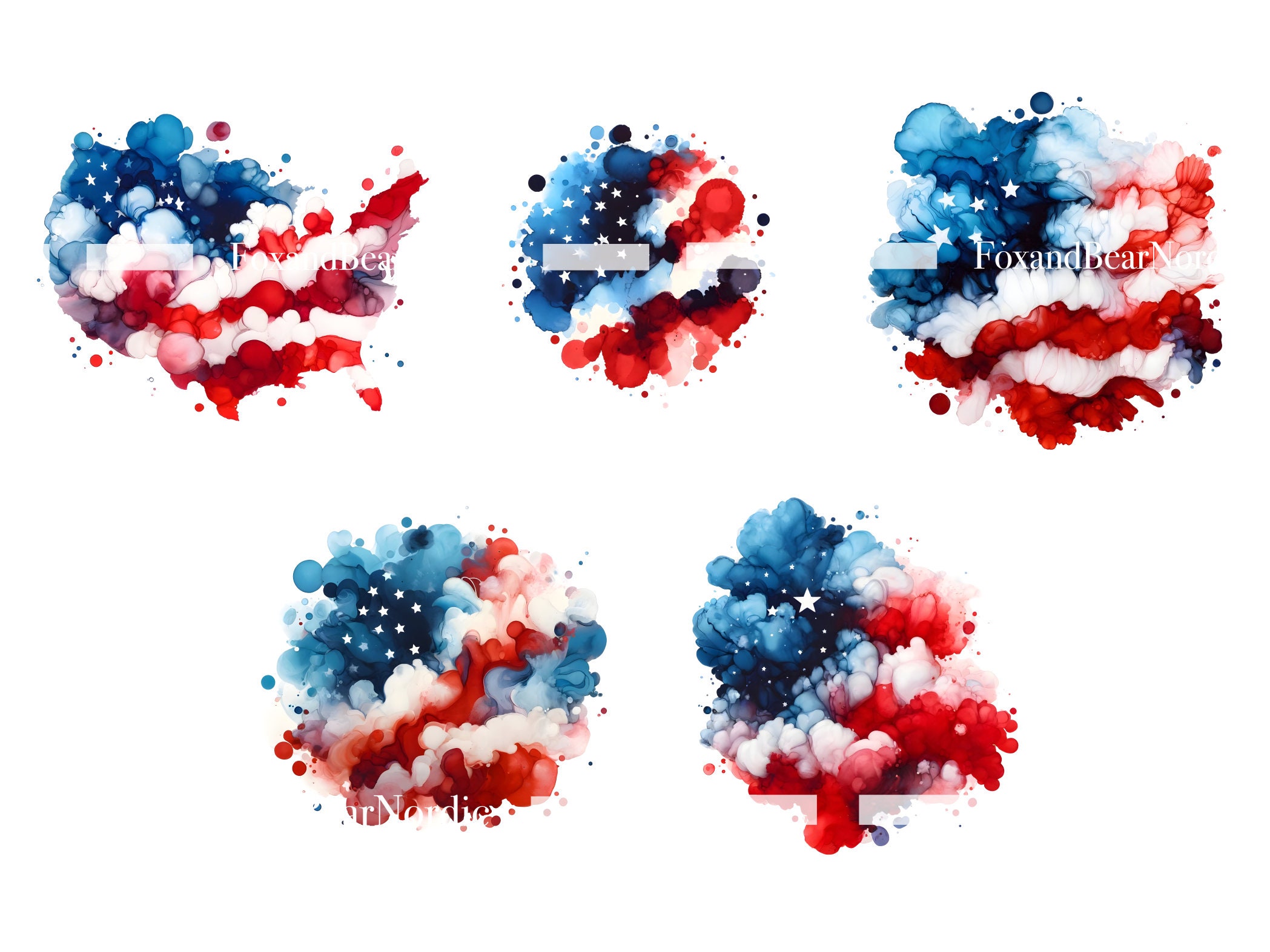 Watercolor Splashes Background PNG Fourth 4th of July PNG American Flag PNG Patriot Png Usa Freedom Watercolor Clipart Commercial Use image 4