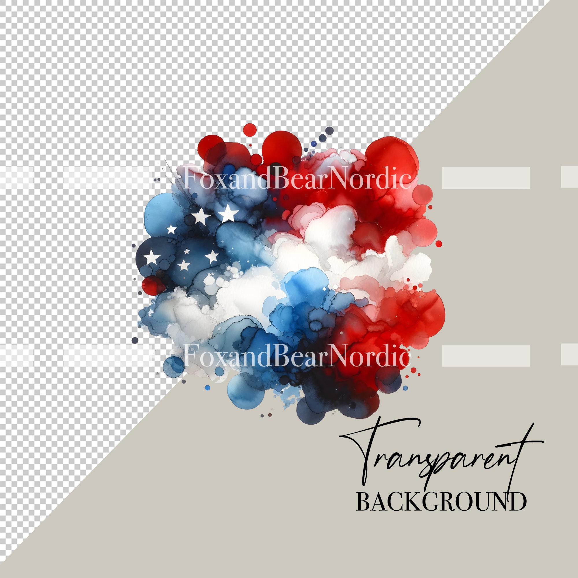Watercolor Splashes Background PNG Fourth 4th of July PNG American Flag PNG Patriot Png Usa Freedom Watercolor Clipart Commercial Use image 3
