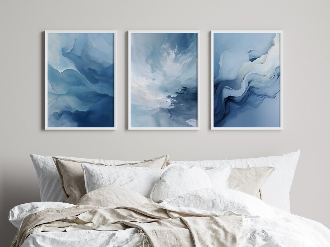 Light Blue Abstract Wall Art Printable Wall Art Sky Blue Digital Art