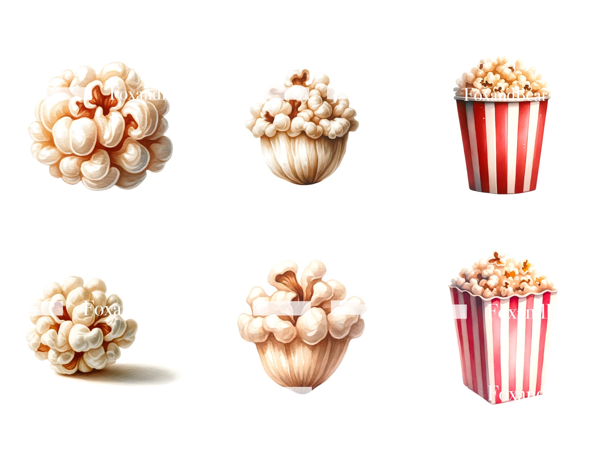 Watercolor Popcorn PNG Carnival Clipart Popcorn Bucket Popcorn Machine Movie Ticket Watercolor Clipart Watercolor Clip Art Commercial Use image 6