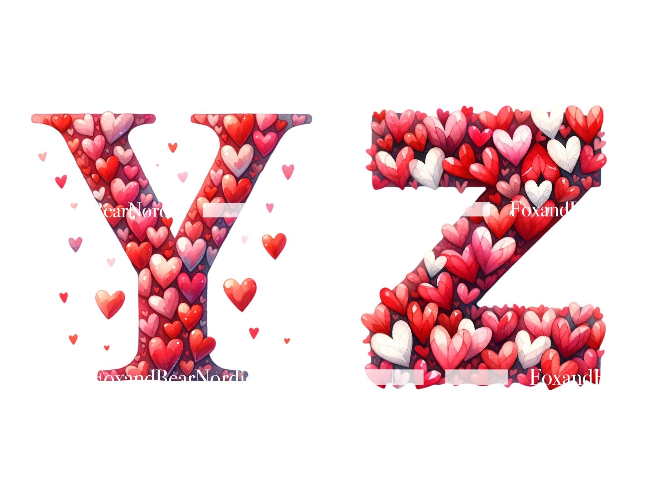 Valentine Alphabet PNG Valentines Day PNG Valentine Clipart Letters Watercolor Clipart Commercial Use Watercolor Clip Art Digital Stickers image 9