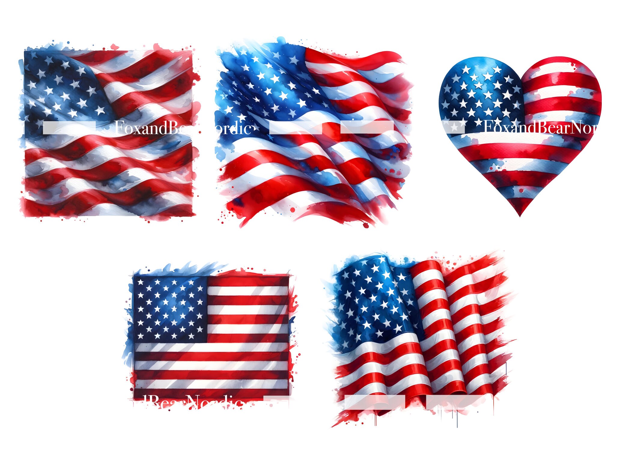 American Flag PNG Fourth 4th of July PNG Usa PNG Freedom Patriot 4th of July Decor United States WayWatercolor Clipart Commercial Use image 4