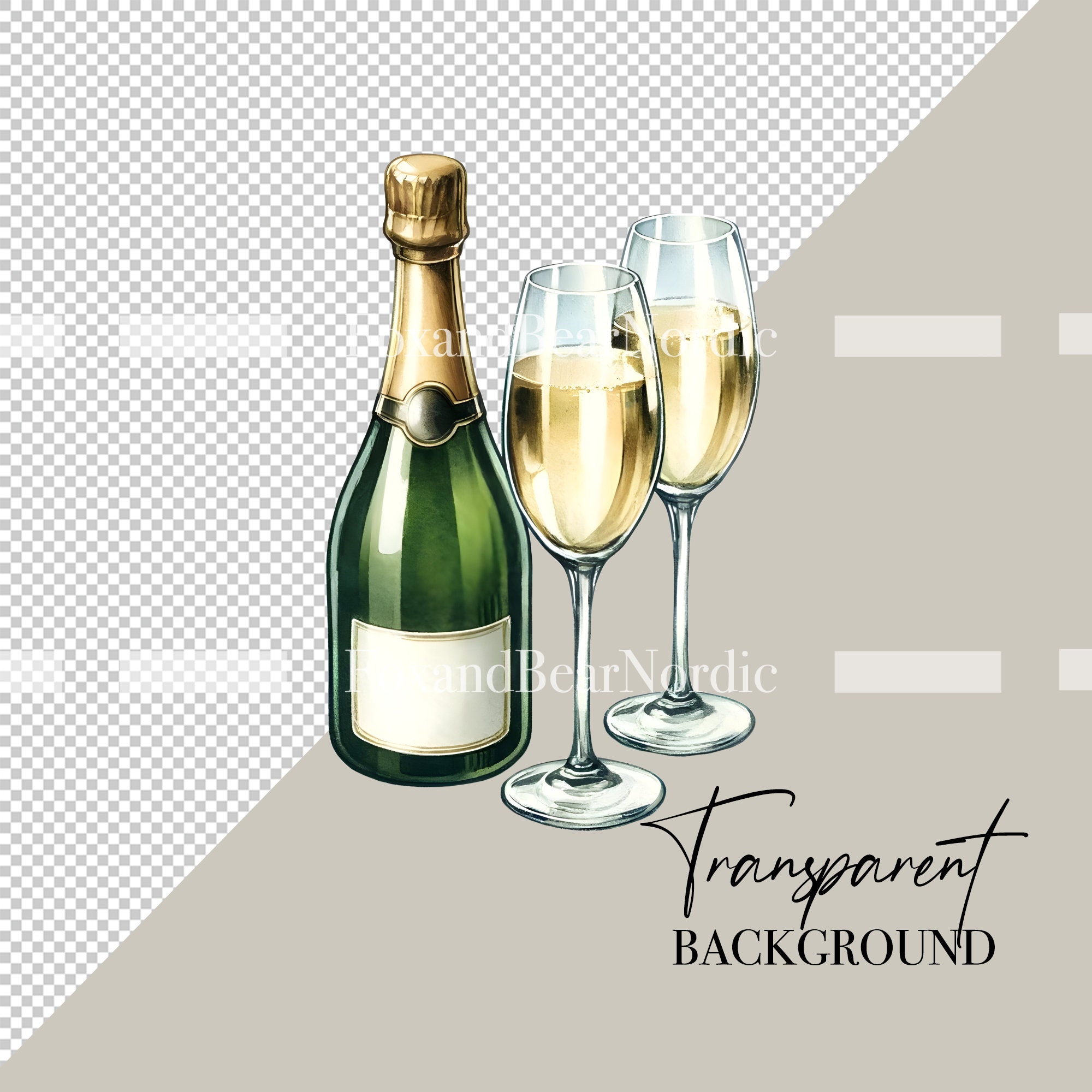 Watercolor Champagne Clipart Champagne Bottle Celebration Wedding Party Clipart Watercolor Clipart Watercolor Clip Art Commercial Use image 3