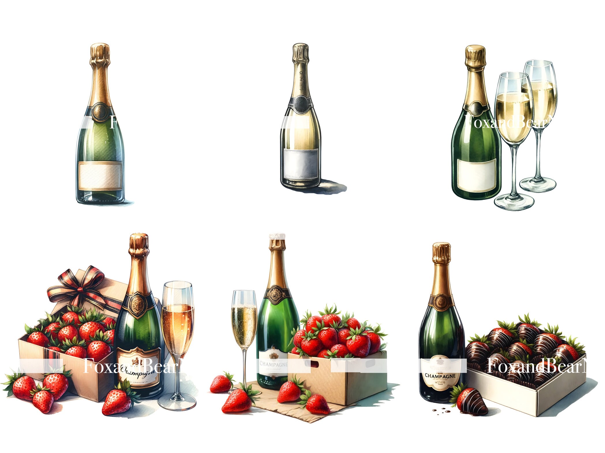 Watercolor Champagne Clipart Champagne Bottle Celebration Wedding Party Clipart Watercolor Clipart Watercolor Clip Art Commercial Use image 4