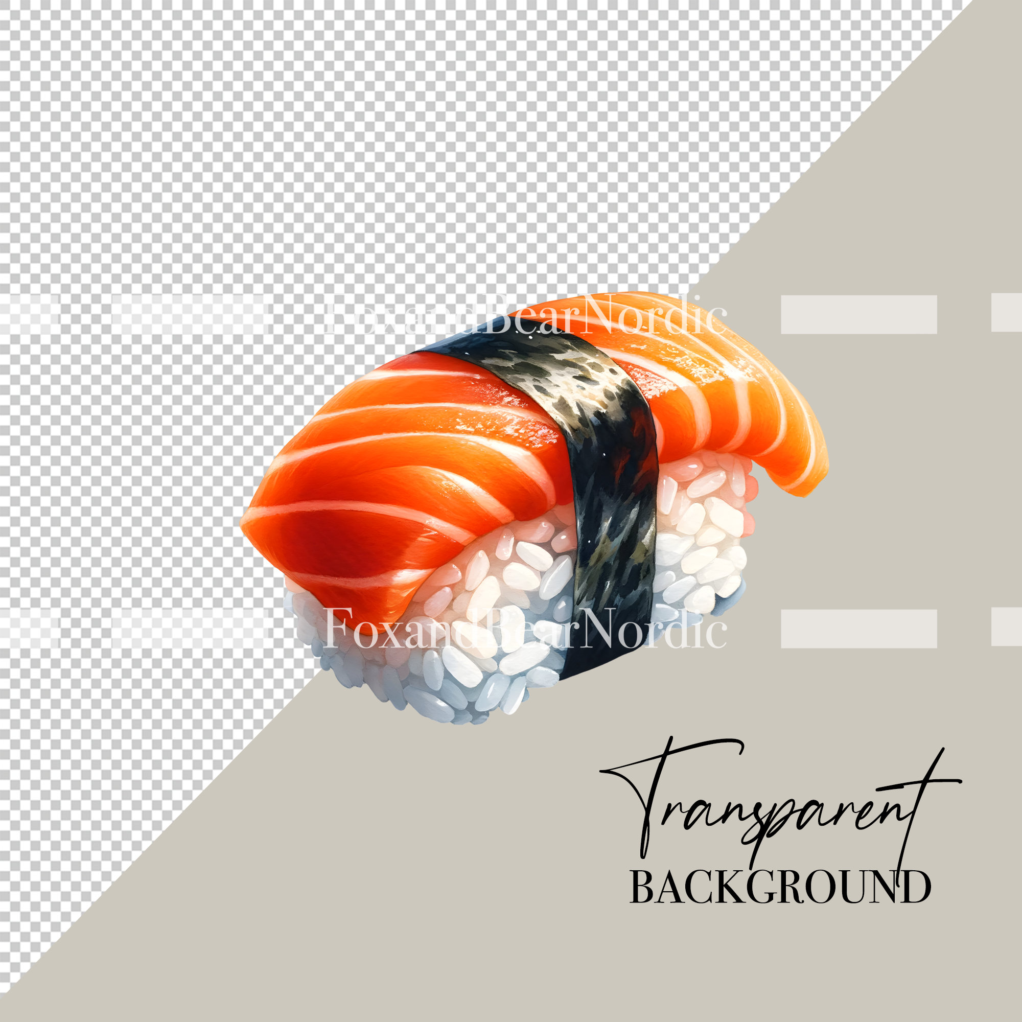 Watercolor Sushi Clipart Food Clipart Salmon Sushi Stickers Japanese Clipart Watercolor Clipart Watercolor Clip Art Commercial Use image 3