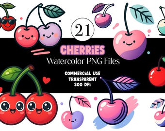 Cute Cherry Clipart Pastel Cherry PNG Cute Fruit PNG Cherry Art for Planners Cherry Icon Summer Clipart Kawaii Clipart Love Commercial Use