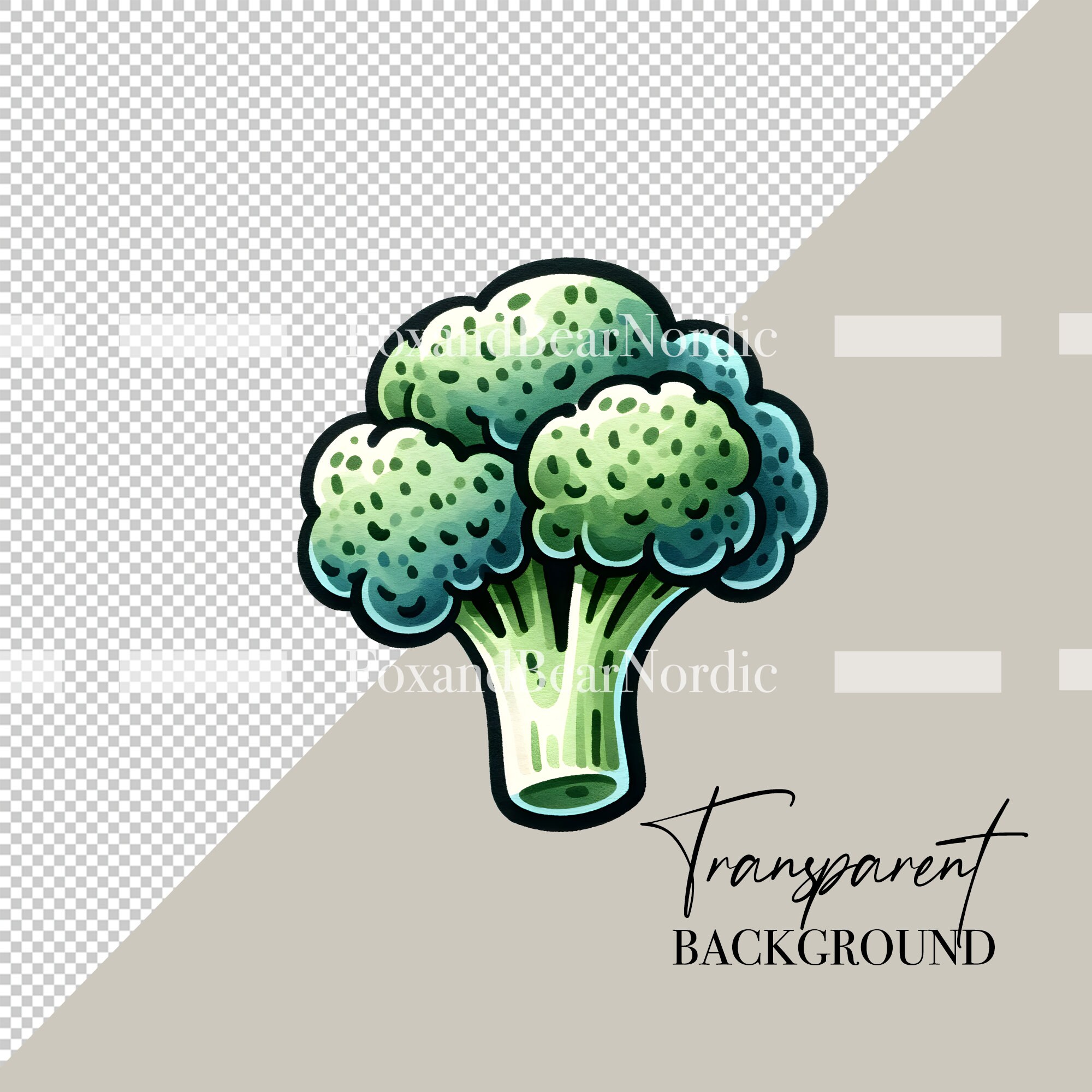 Digital Vegetable Clipart Farmers Market PNG Mushroom Tomato Broccoli Carrot Clipart Watercolor Clipart Watercolor Clip Art Commercial Use image 3