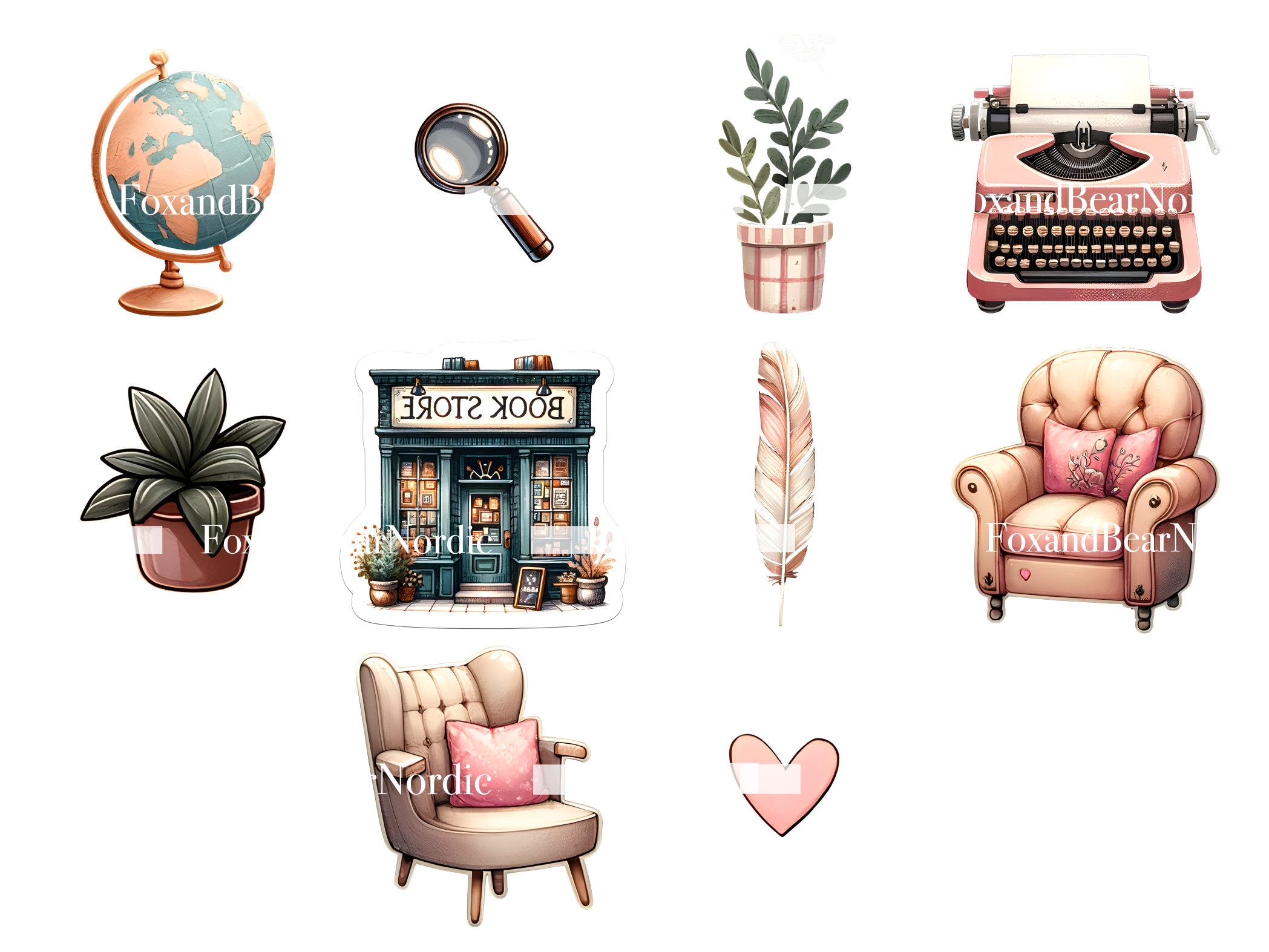 Books Clipart Bundle Bookish Stickers That Girl Planner Digital Watercolor Clipart Watercolor Clip Art Digital Stickers PNG Commercial Use image 10