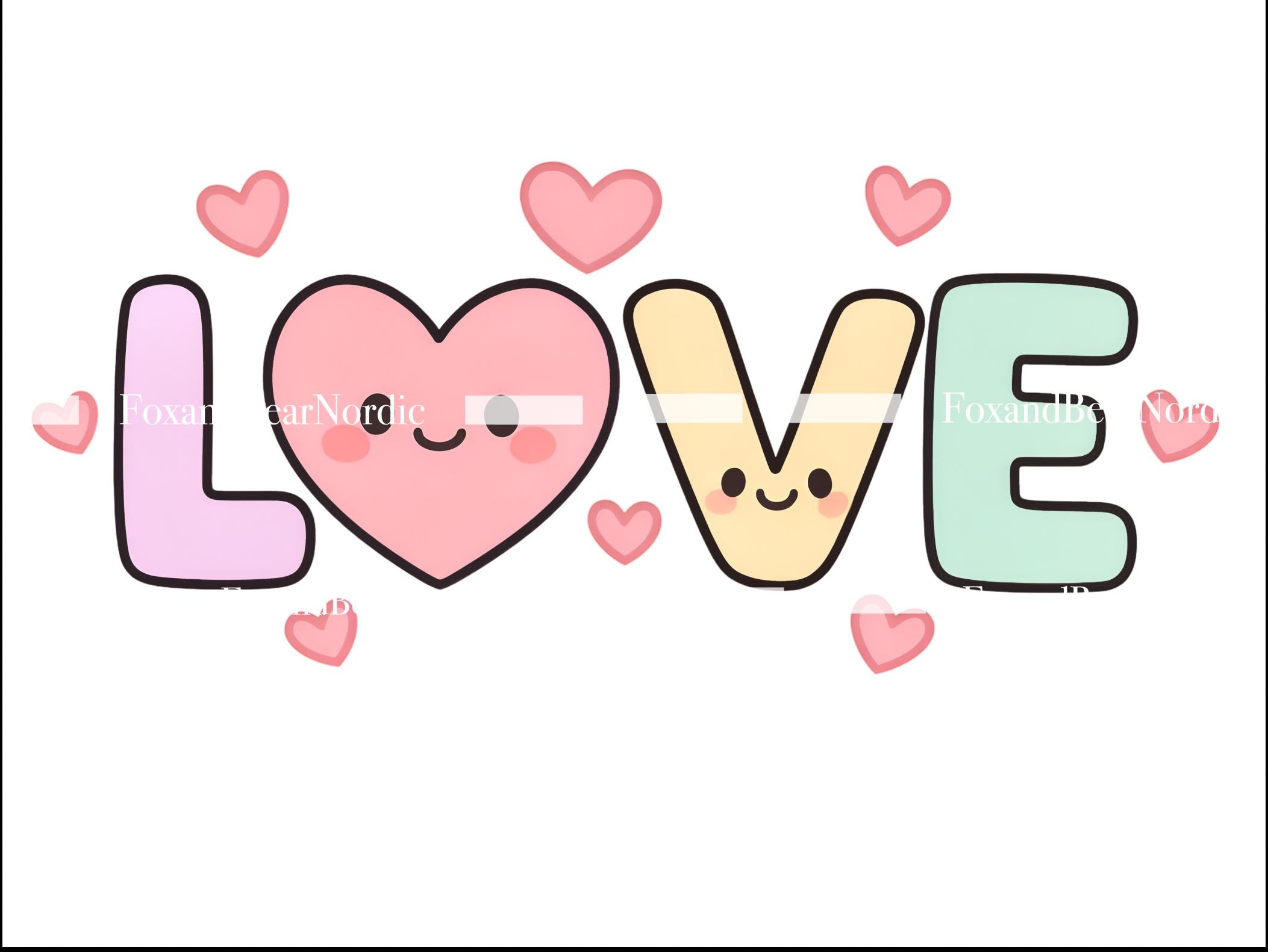 Kawaii Valentine’s Clipart PNG Bundle | 25 Valentine Cute Hearts, Candy, Cupcakes & Love Characters | Pastel Pink Romantic PNG, 300 DPI image 5