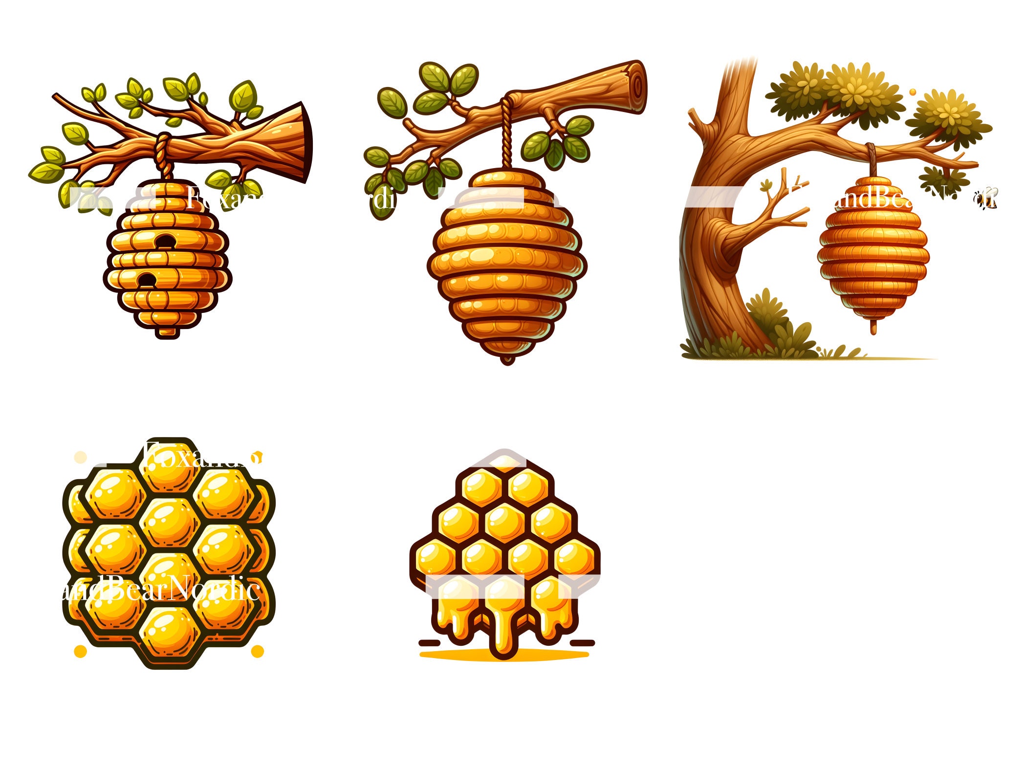 Watercolor Honey Bee Clipart Beehive Clipart Queen Bee PNG Spring Summer Clipart Watercolor Clipart Watercolor Clip Art Commercial Use image 6