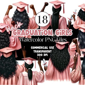 Acuarela Graduación Chica Negra PNG Enfermera Graduación Clipart Graduación Chica PNG Mujer Negra Gorro de Graduación Senior 2025 PNG Uso Comercial