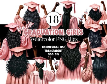 Watercolor Graduation Black Girl PNG Nurse Graduation Clipart Graduation Girl PNG Black Woman Graduation Cap Senior 2026 PNG Commercial Use
