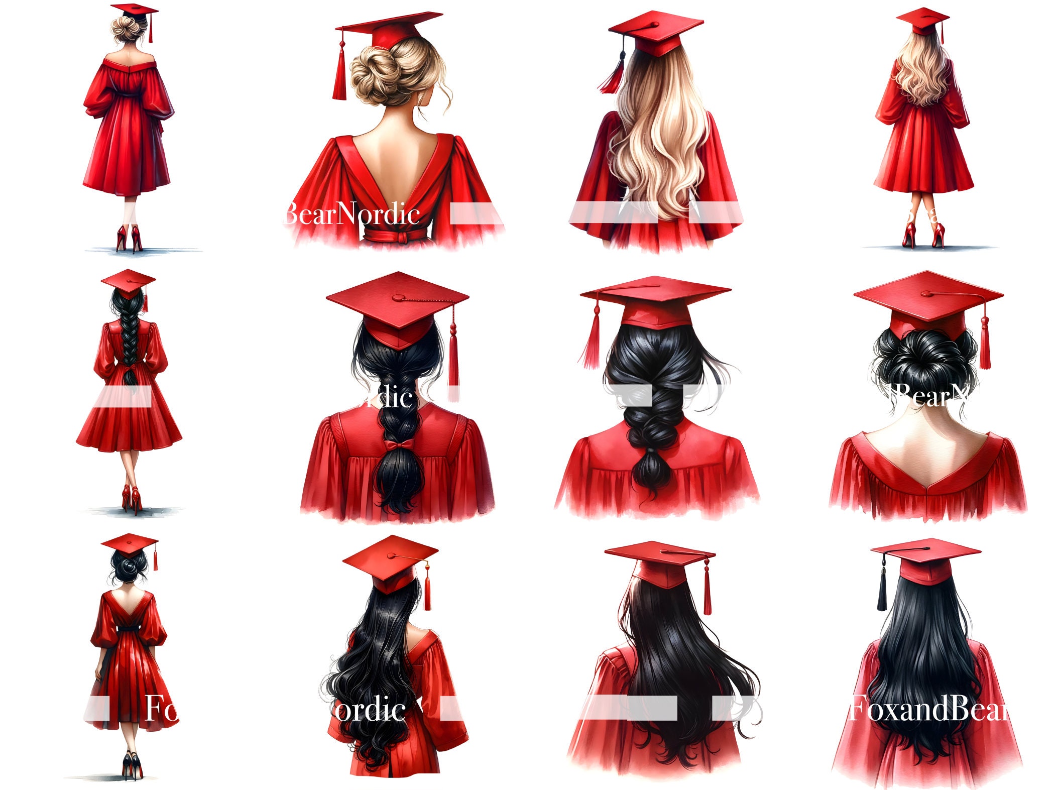 Watercolor Graduation PNG Doctor Graduation Clipart Graduation Girl PNG Graduation Cap Watercolor Clipart Watercolor Clip Art Commercial Use image 7