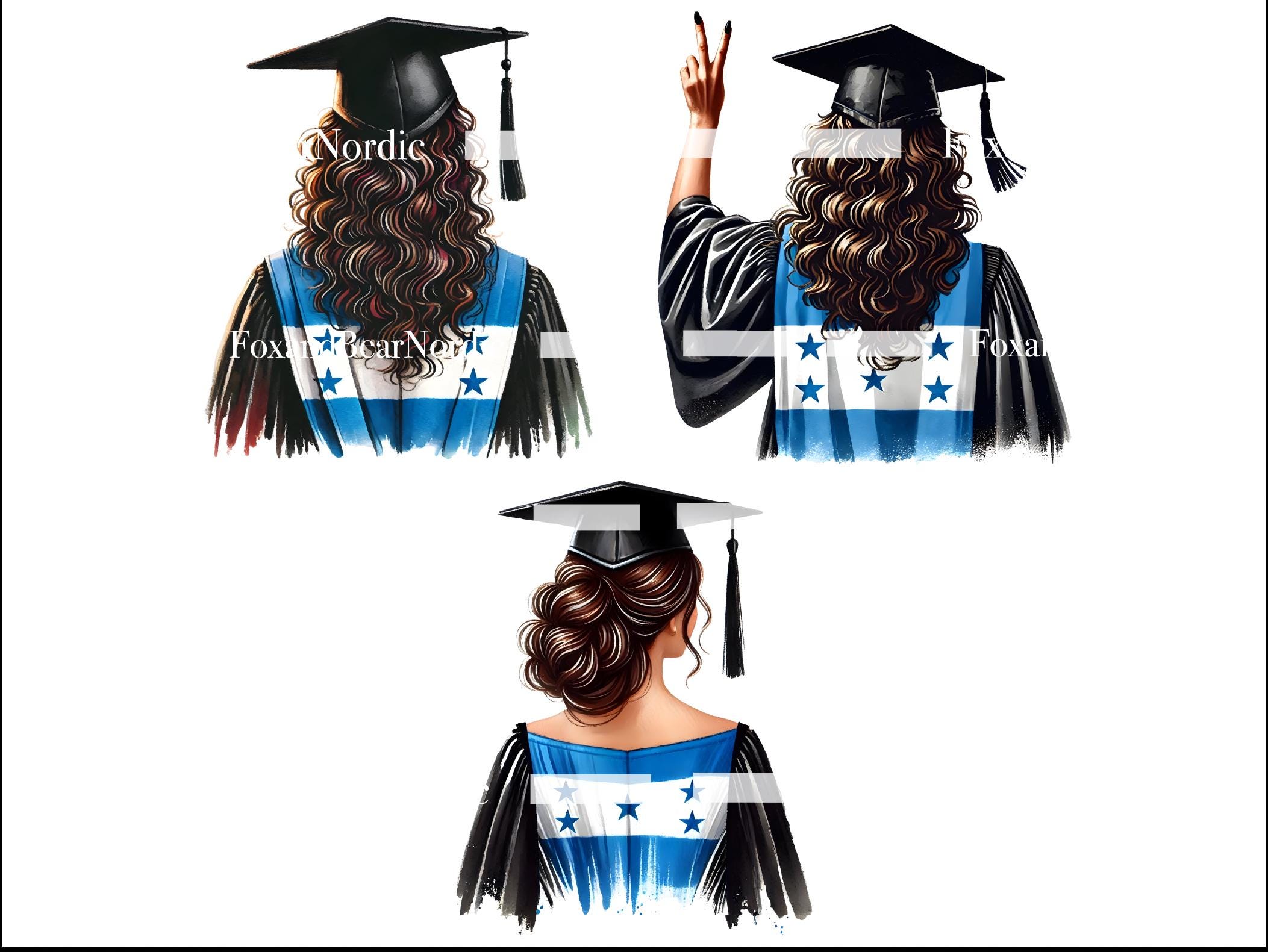 Honduran Graduation PNG Graduation Clipart Graduation Girl PNG Clipart for Graduation Cap Topper Honduras Flag Hispanic Graduation 2026 image 6