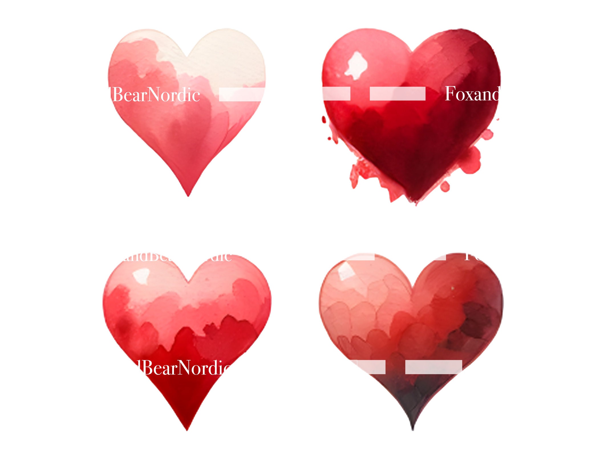 Watercolor Heart Clipart Heart PNG Valentines PNG Watercolor Clipart Watercolor Clip Art Digital Stickers Instant Download Commercial Use image 7