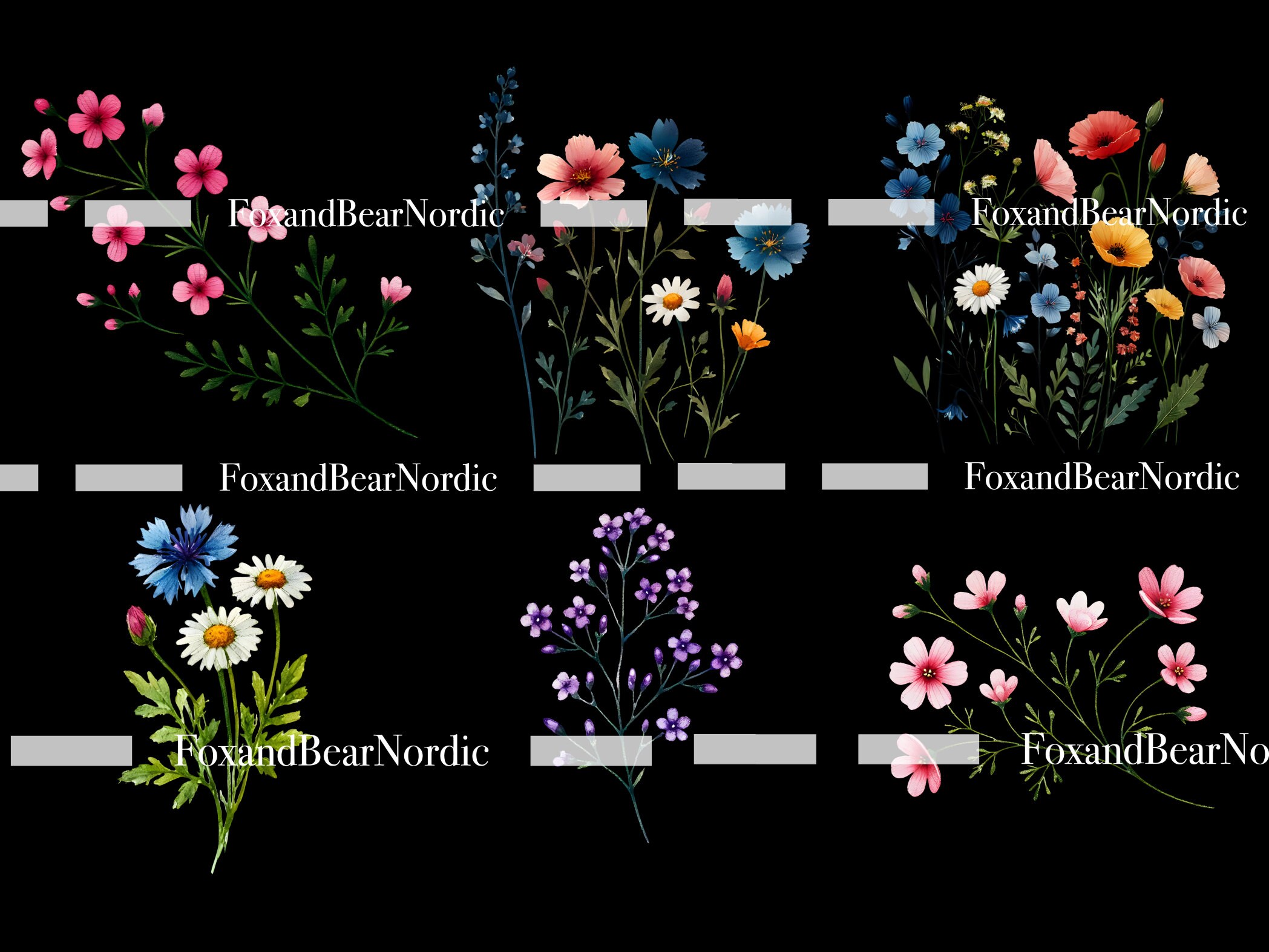 Watercolor Wildflower Meadow Clipart PNG Summer Floral Wild Flowers for Print Collage Scrapbook Junk journal Meadow Flowers Commercial Use image 7