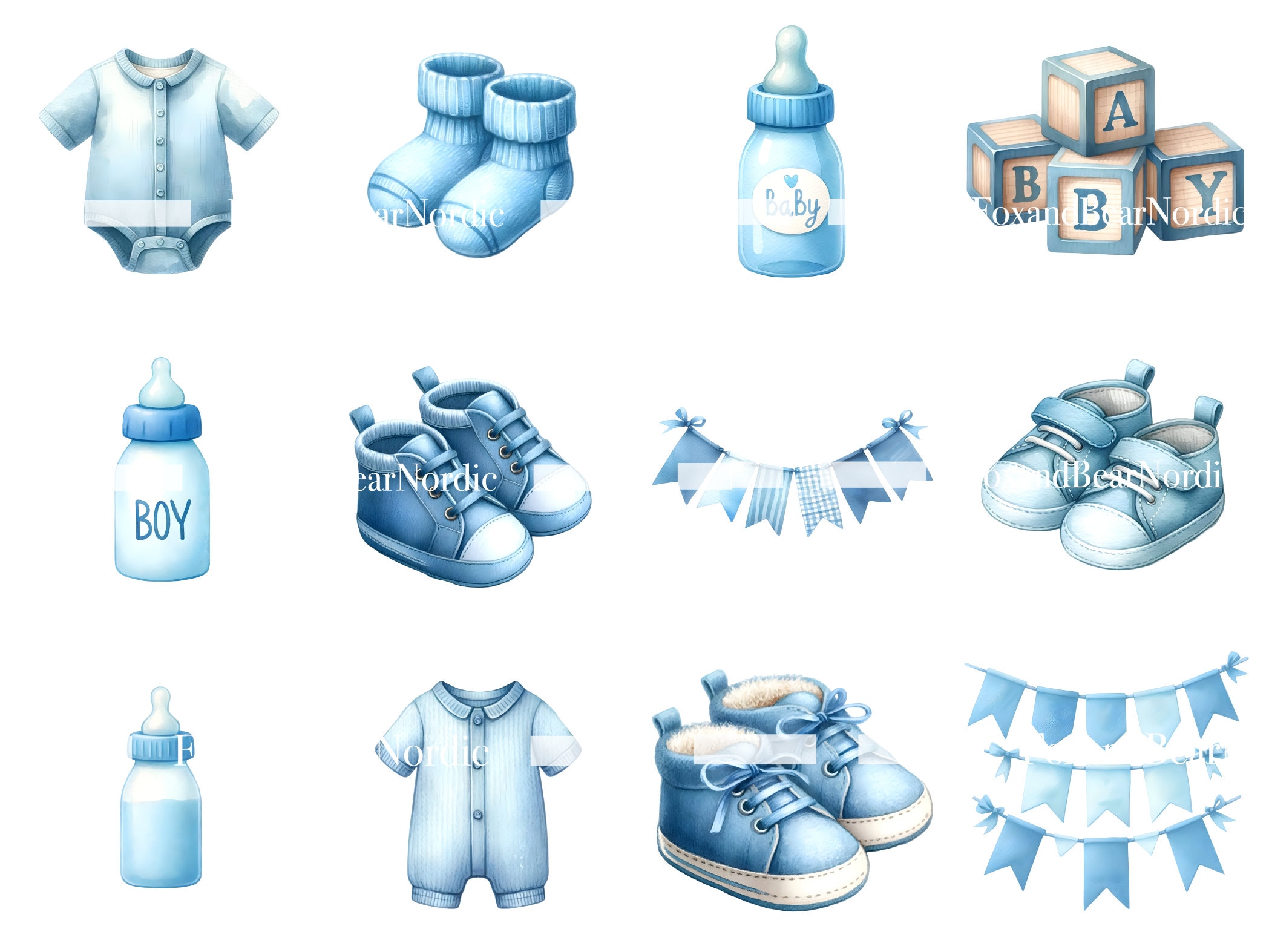 Watercolor Baby Shower Clipart Baby Boy Clipart Newborn Clipart 1st Birthday Boy PNG Stork Baby Clipart Baby Blue PNG Commercial Use image 4