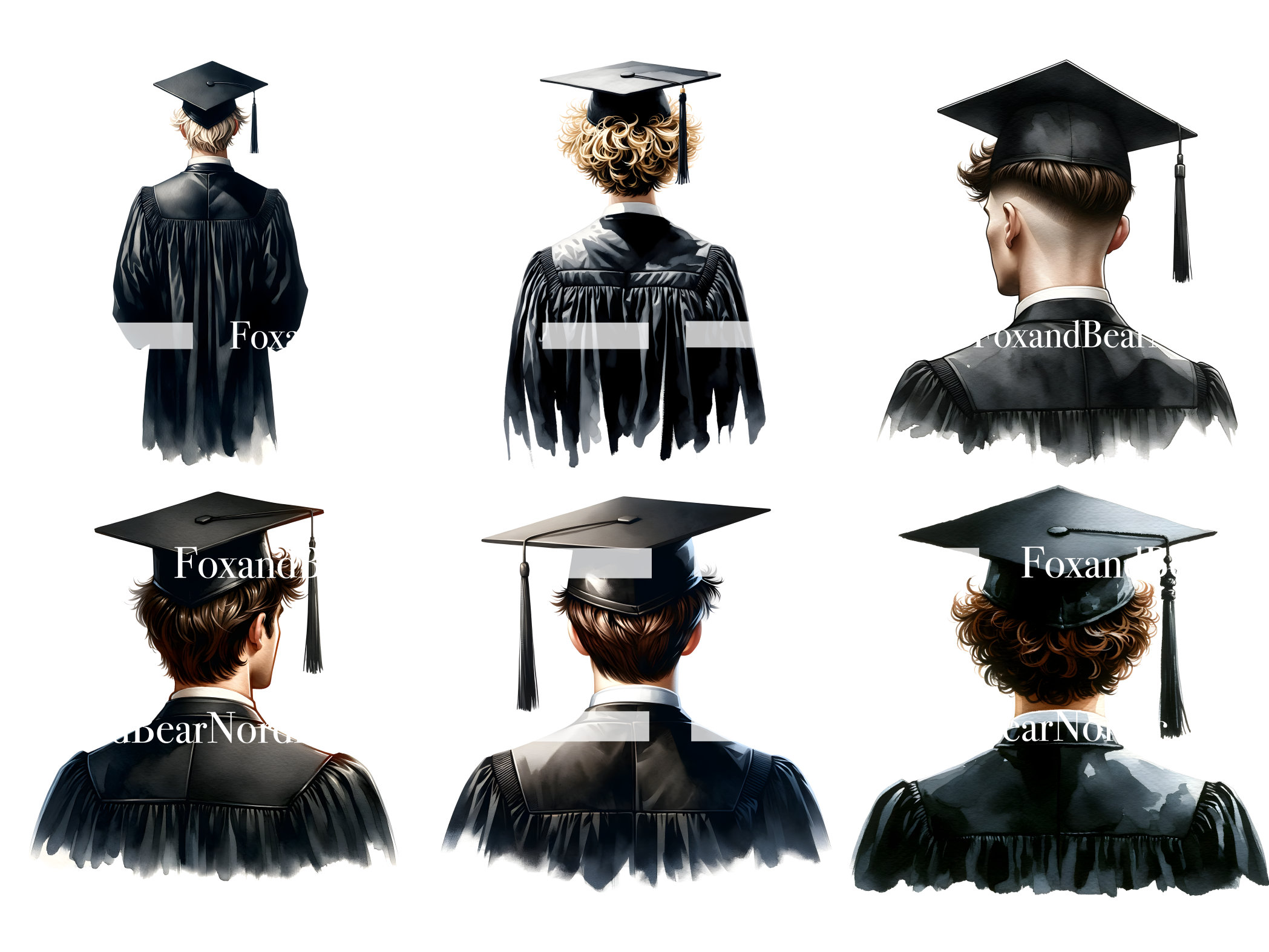 Watercolor Graduation PNG Doctor Graduation Clipart Graduation 2026 Clipart Graduation Cap Clipart Male Graduation Commercial Use 2026 image 6