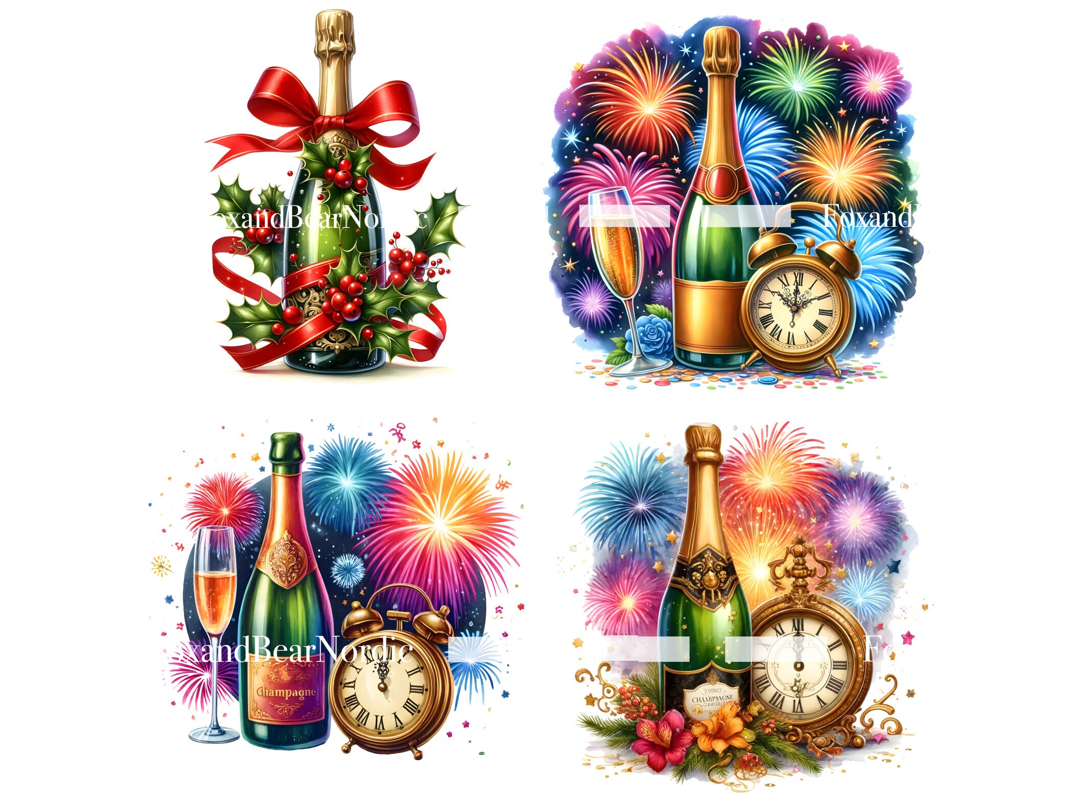 Watercolor Champagne Clipart Champagne Bottle Celebration Wedding Party Clipart Watercolor Clipart Watercolor Clip Art Commercial Use image 9