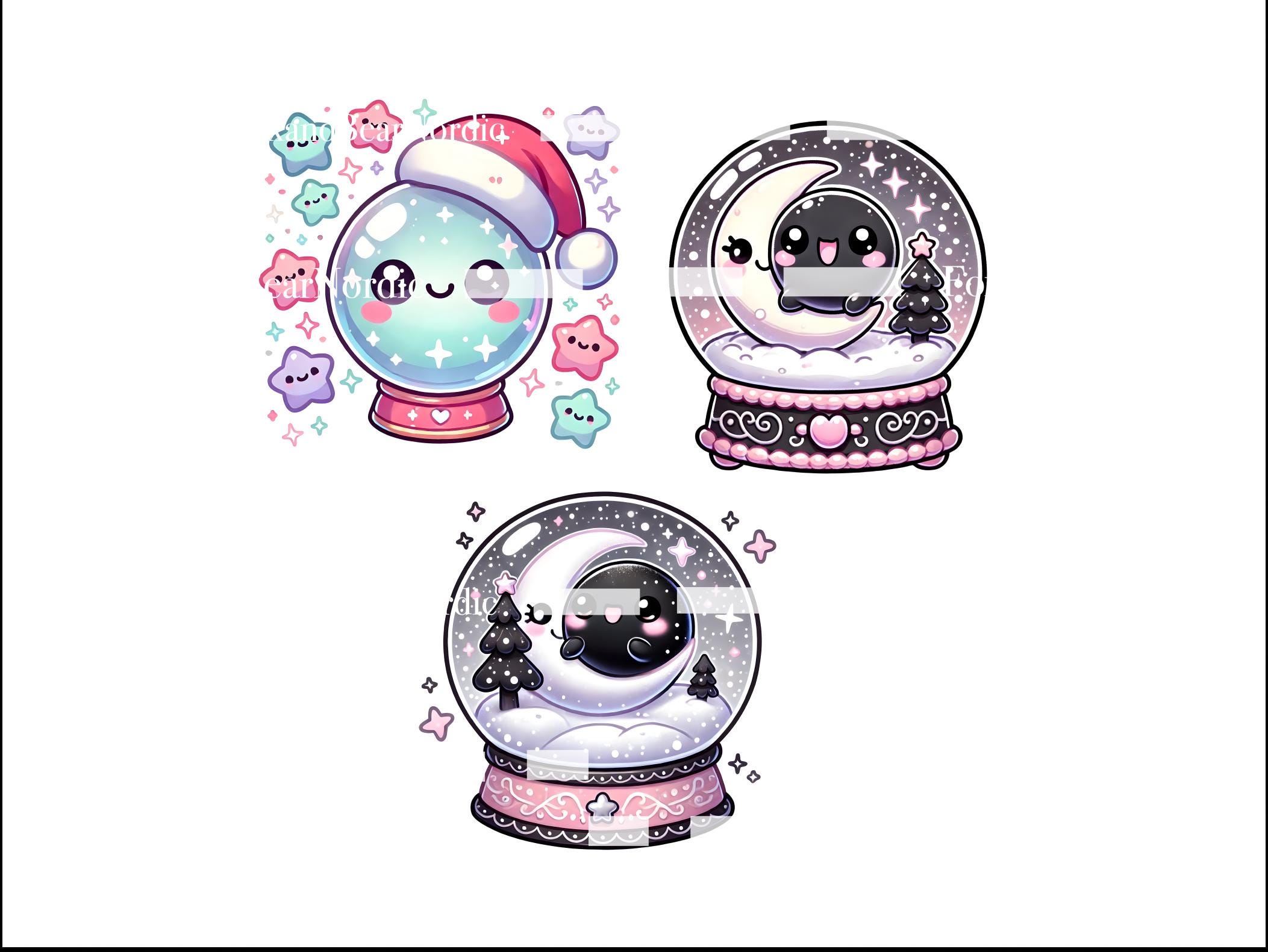 Kawaii Gothmas Clipart PNG Bundle Cute Dark Christmas Clip Art Pastel Skulls Bats Ornaments Pastel Goth Spooky Holiday Sublimation PNG image 6