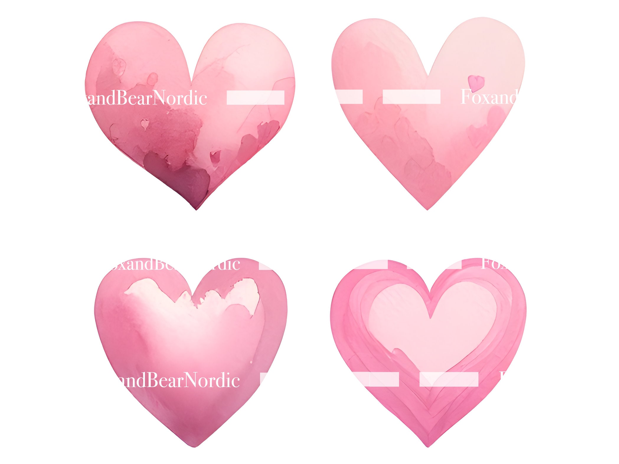 Watercolor Heart Clipart Heart PNG Valentines PNG Watercolor Clipart Watercolor Clip Art Digital Stickers Instant Download Commercial Use image 4