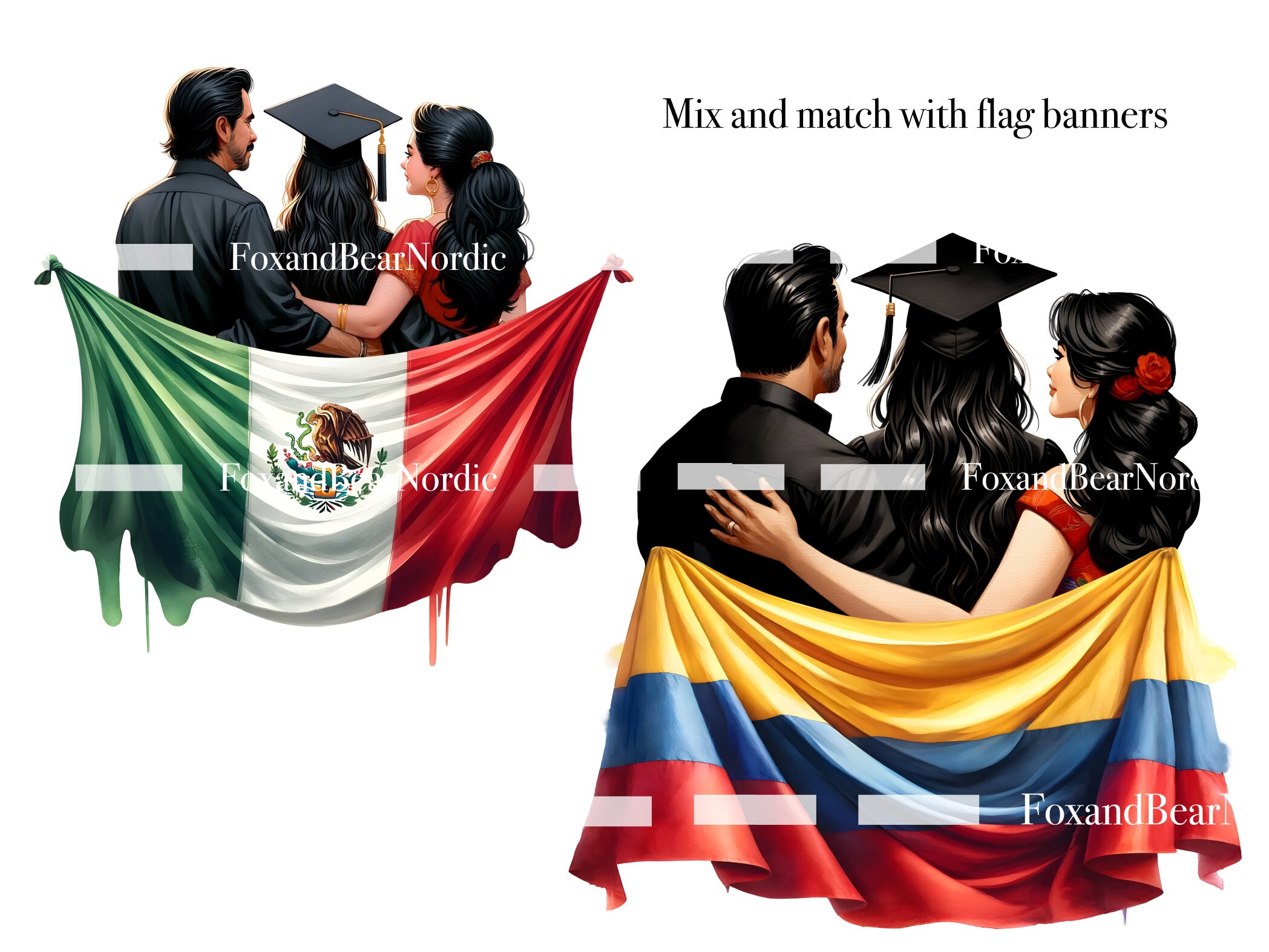 Mexican Graduation PNG Graduation Clipart Graduation Girl PNG Clipart for Mexican Graduation Cap Topper Mexican Flag Colombia Puerto Rico image 4