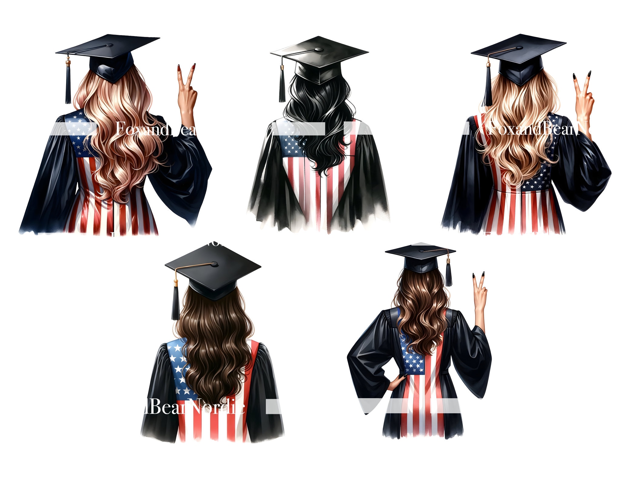 Watercolor Graduation PNG Doctor Graduation Clipart Graduation Girl PNG Graduation Cap American Flag Watercolor Clipart Commercial Use 2026 image 6
