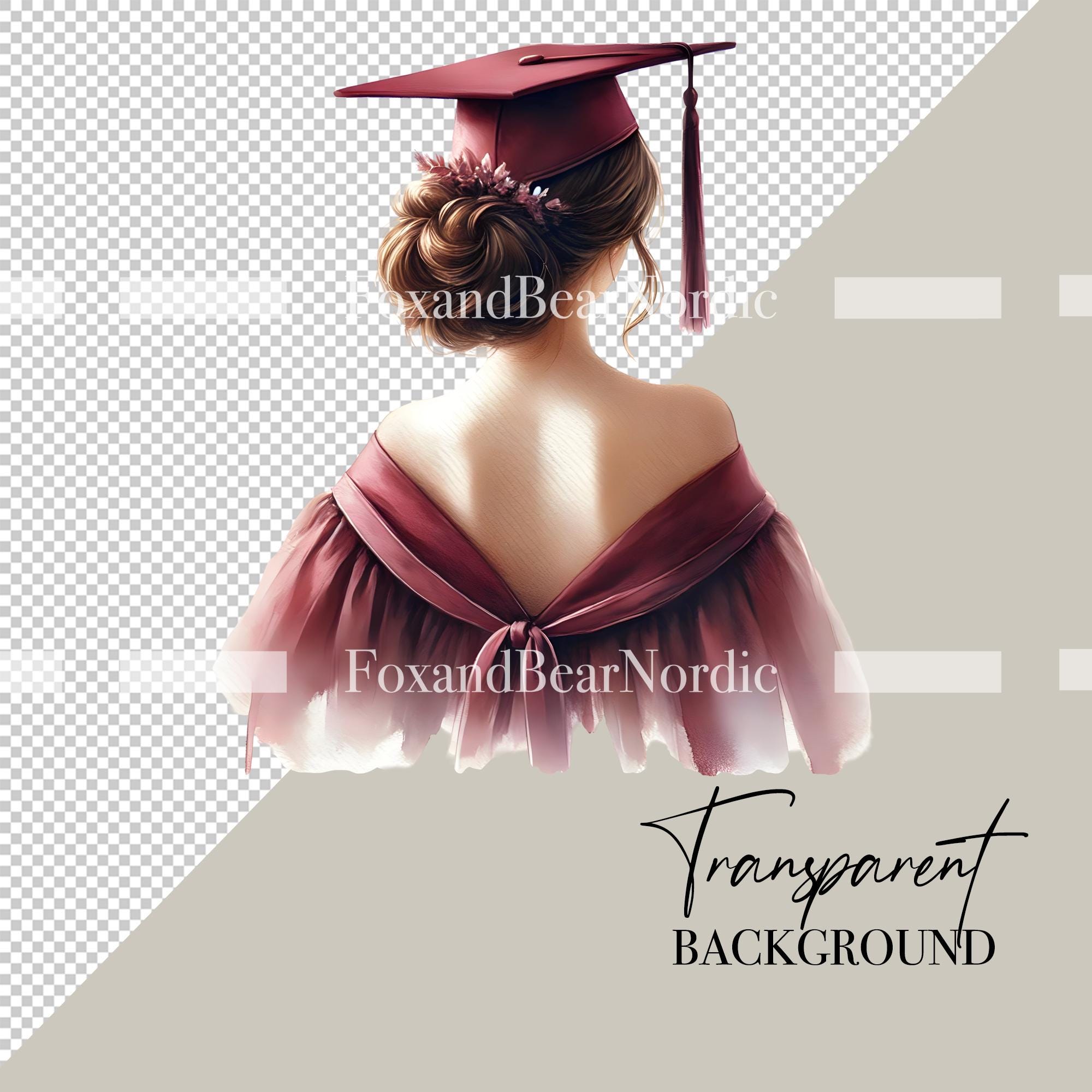 Burgundy Watercolor Graduation PNG Doctor Graduation Clipart Graduation Girl PNG Graduation Cap Topper Clipart Black Girl PNG Commercial Use image 3