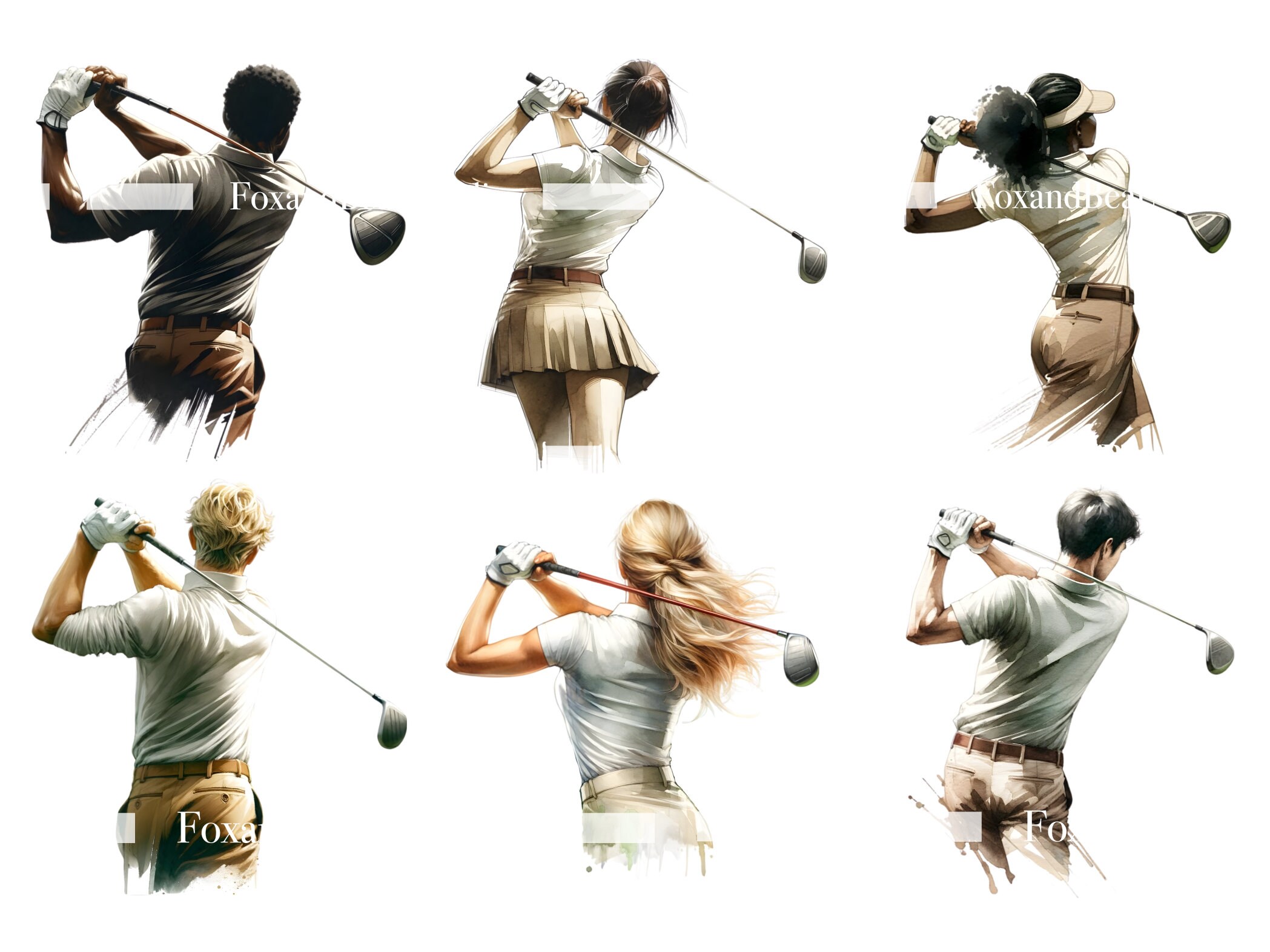 Watercolor Golf Clipart Golf Club PNG Golfer Graphics Golf Ball Clipart Golfer PNG Golf Cart Clipart PNG Commercial Use Instant Download image 6