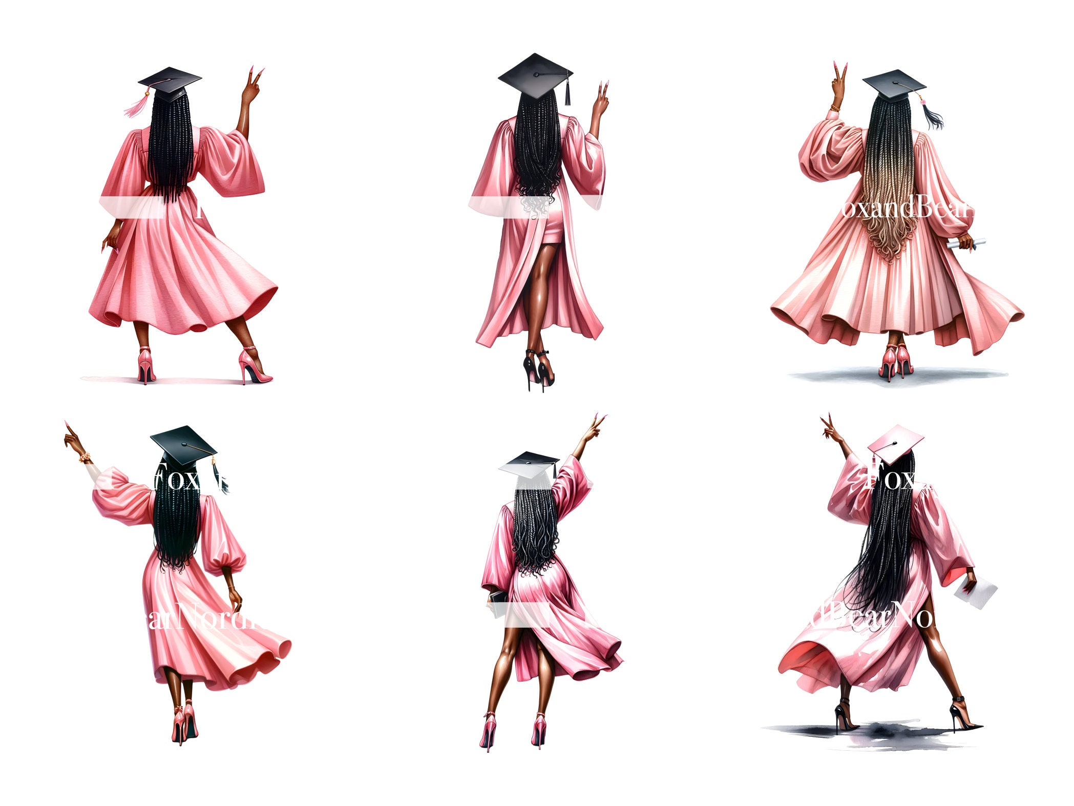 Watercolor Black Girl PNG Graduation PNG Doctor Graduation Clipart Black Woman Graduation Girl PNG Graduation Cap Topper Commercial Use 2026 image 4