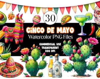 Cinco de Mayo PNG Fiesta PNG Taco Clipart Mexican Clipart Tequila Food Clipart Watercolor Clipart Watercolor Clip Art Commercial Use