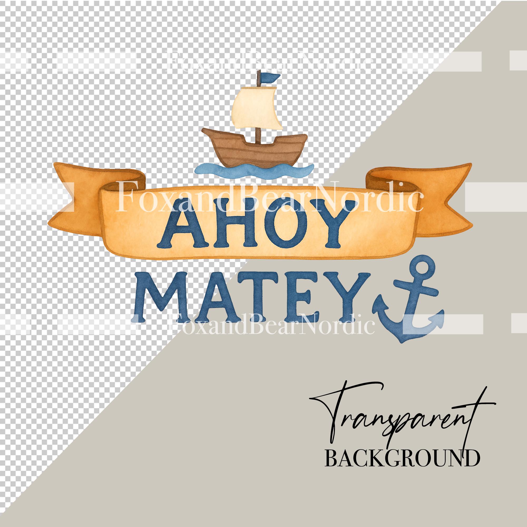 Cute Pirate Kids Watercolor Clipart Bundle | 24 PNG | Ships, Treasure Maps & Pirate Birthday Party Graphics for Scrapbooking image 3