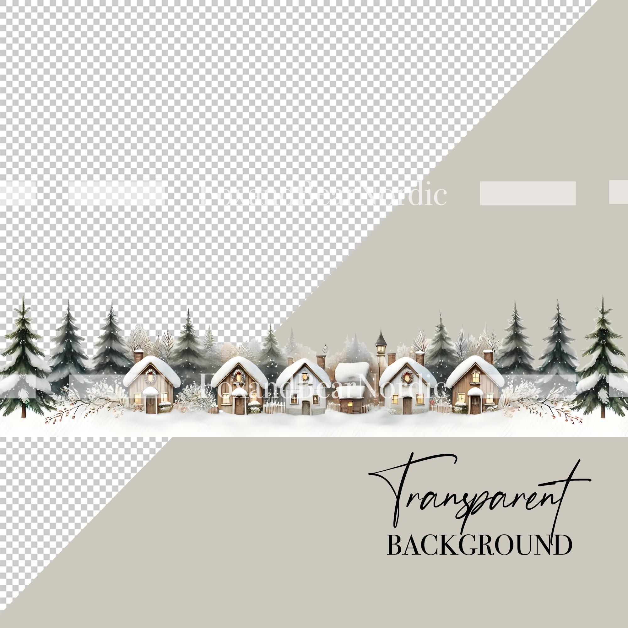 Christmas Village Christmas Border Frame Wreath Christmas Clipart Winter Houses PNG Dutch Canal House Christmas Scene PNG Commercial Use image 3