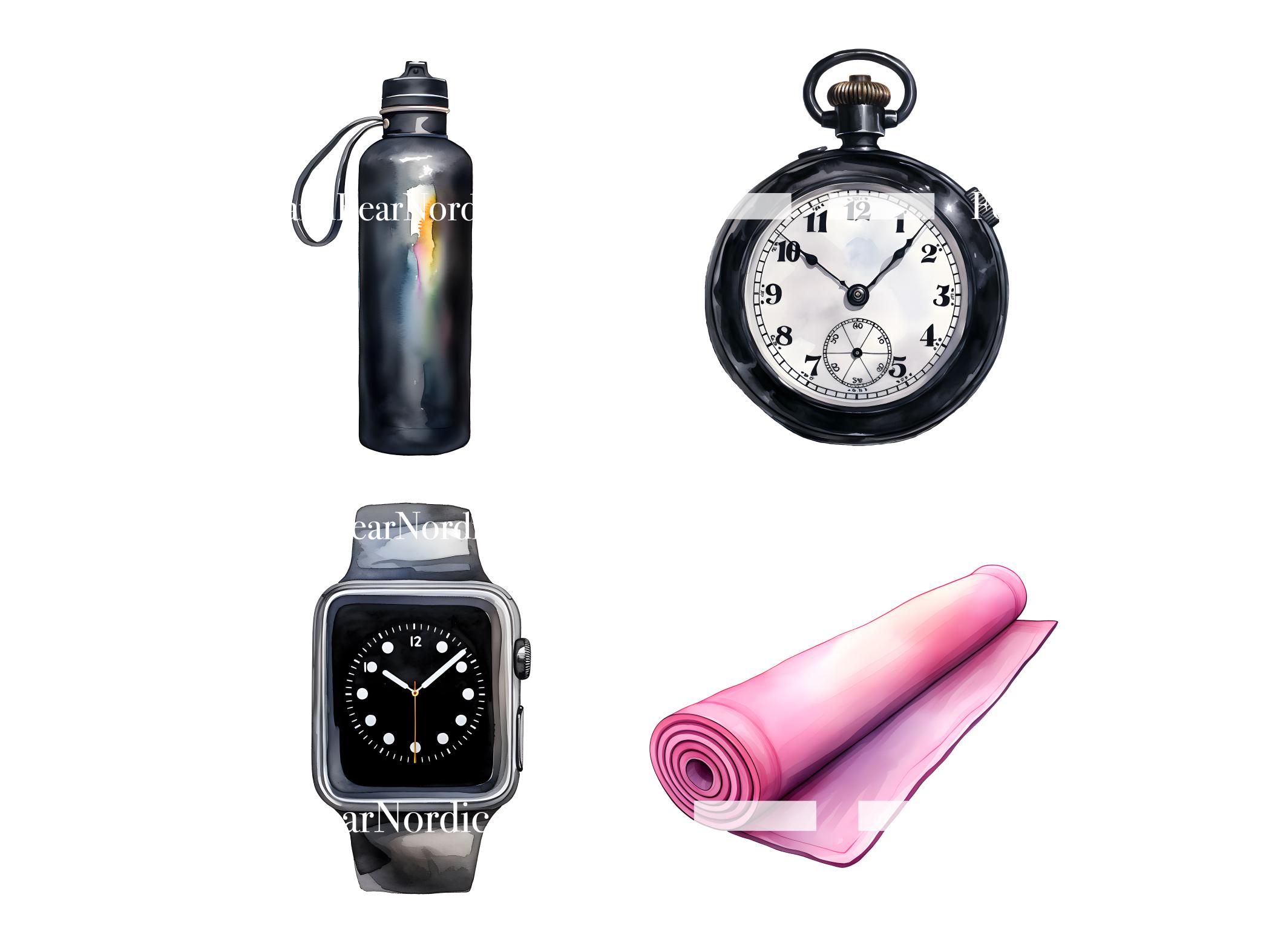 Workout PNG Fitness Planner Clipart Bundle PNG Watercolor Clipart Watercolor Clip Art Gym PNG Digital Stickers 75 hard Commercial Use image 7