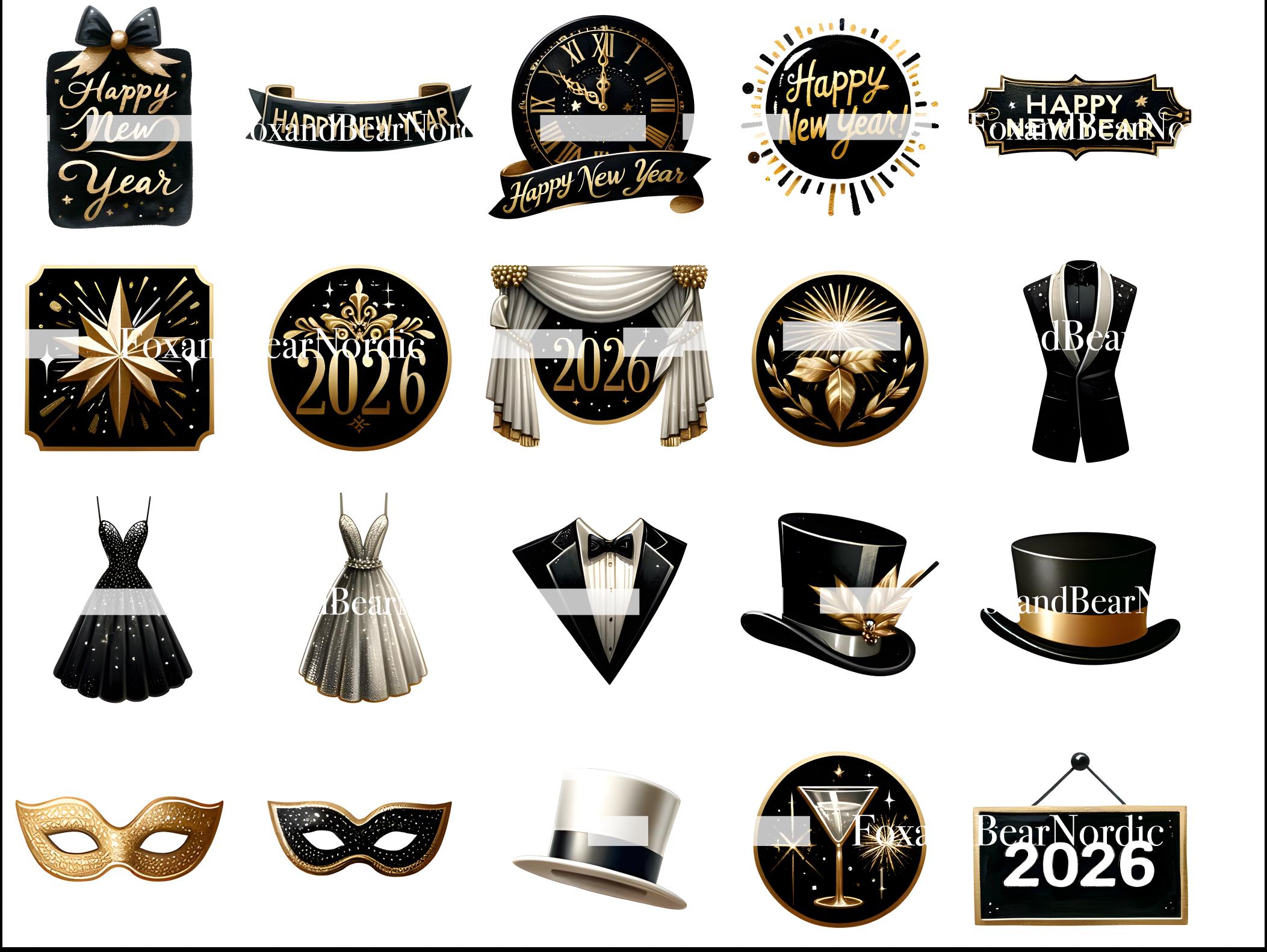 New Years PNG Digital Stickers Fireworks PNG 2026 PNG Balloon Clipart Watercolor Clipart Commercial Use Watercolor Clip Art Digital Download image 6