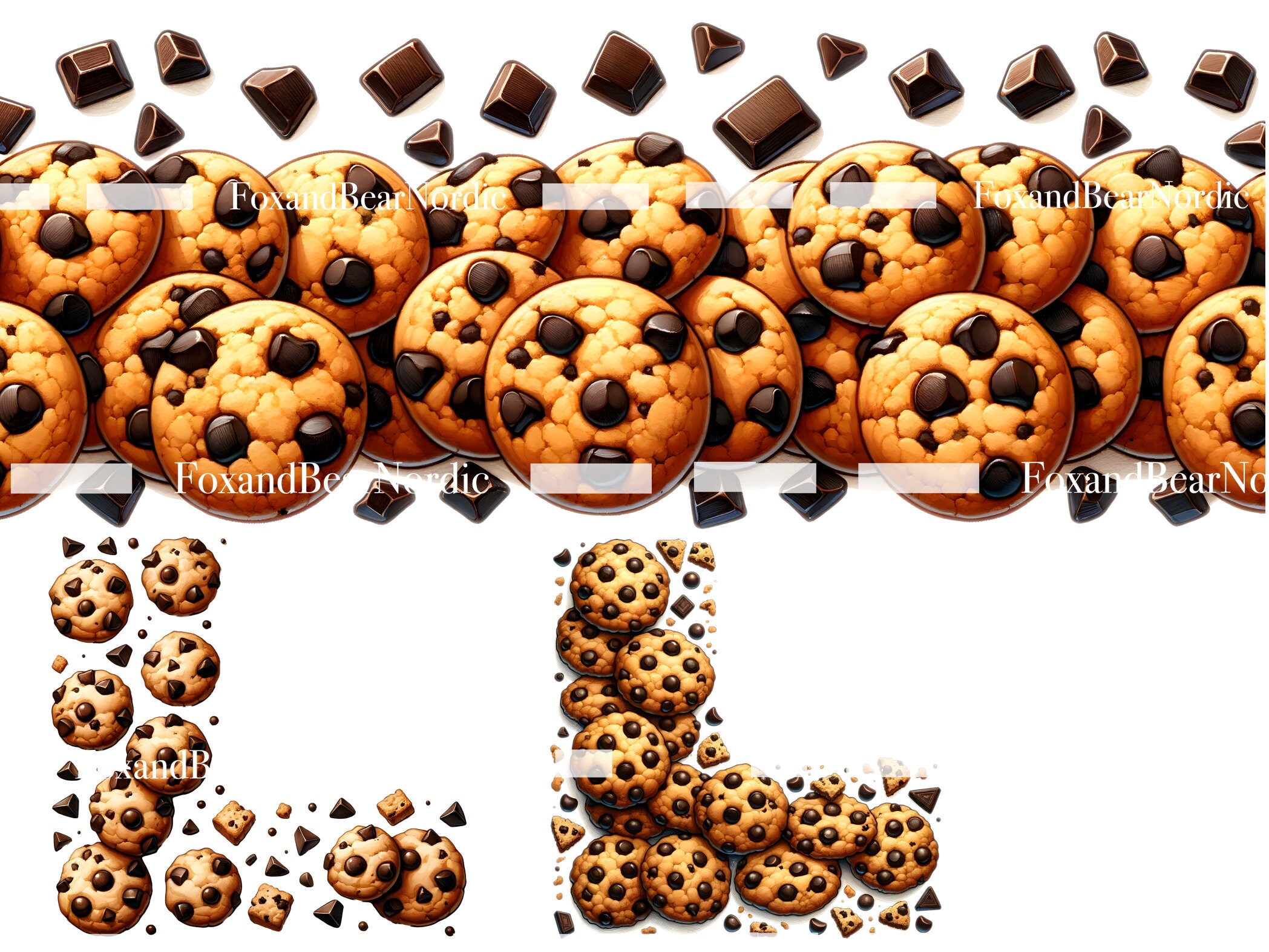 Watercolor Cookie Clipart Chocolate Chip Cookies Border Food Clipart Christmas Cookies Watercolor Clipart Watercolor Clip Art Commercial Use image 10