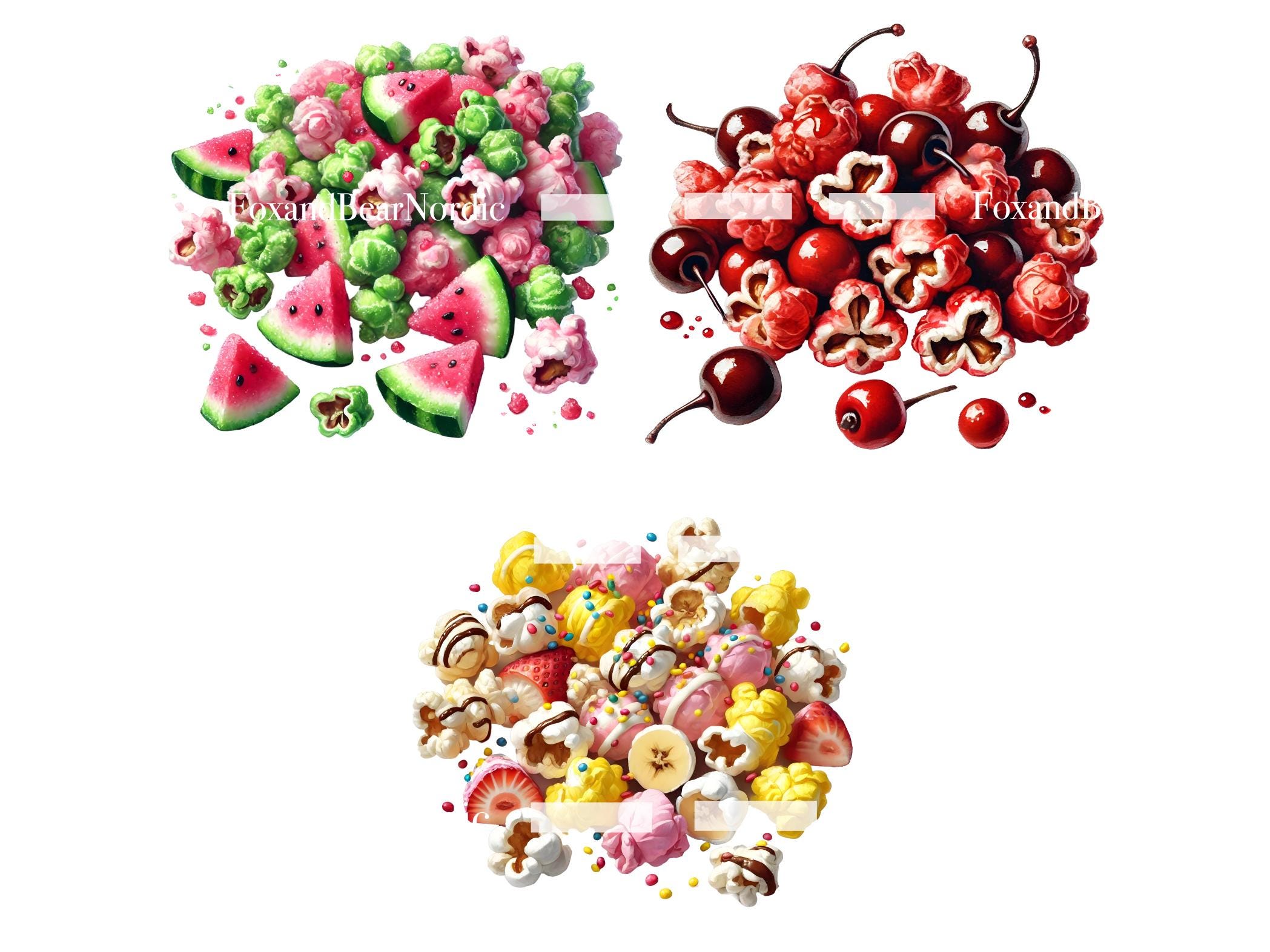 Candy Popcorn Clipart Caramel Chocolate Cotton Candy Smores Churro Birthday PNG Carnival Clipart Watercolor Clipart Clip Art Commercial Use image 6